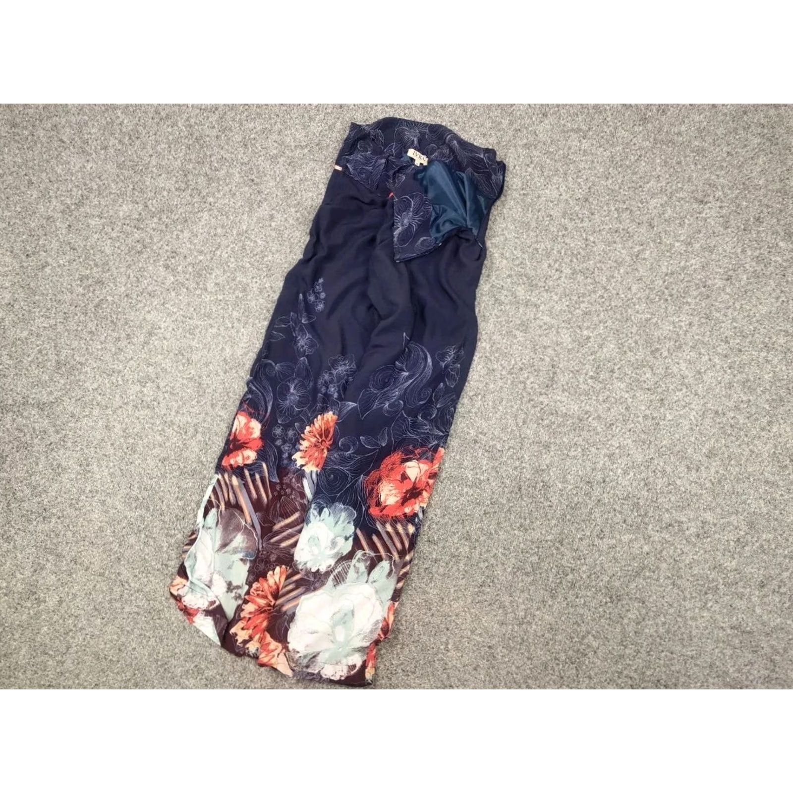 Vintage IVKO Design Viscose Floral Print Blue Trouser Wide-Leg Pants Womens 36 Blue Floral Vintage No N/A Size 25" / US 0 / IT 36 - 3 Thumbnail