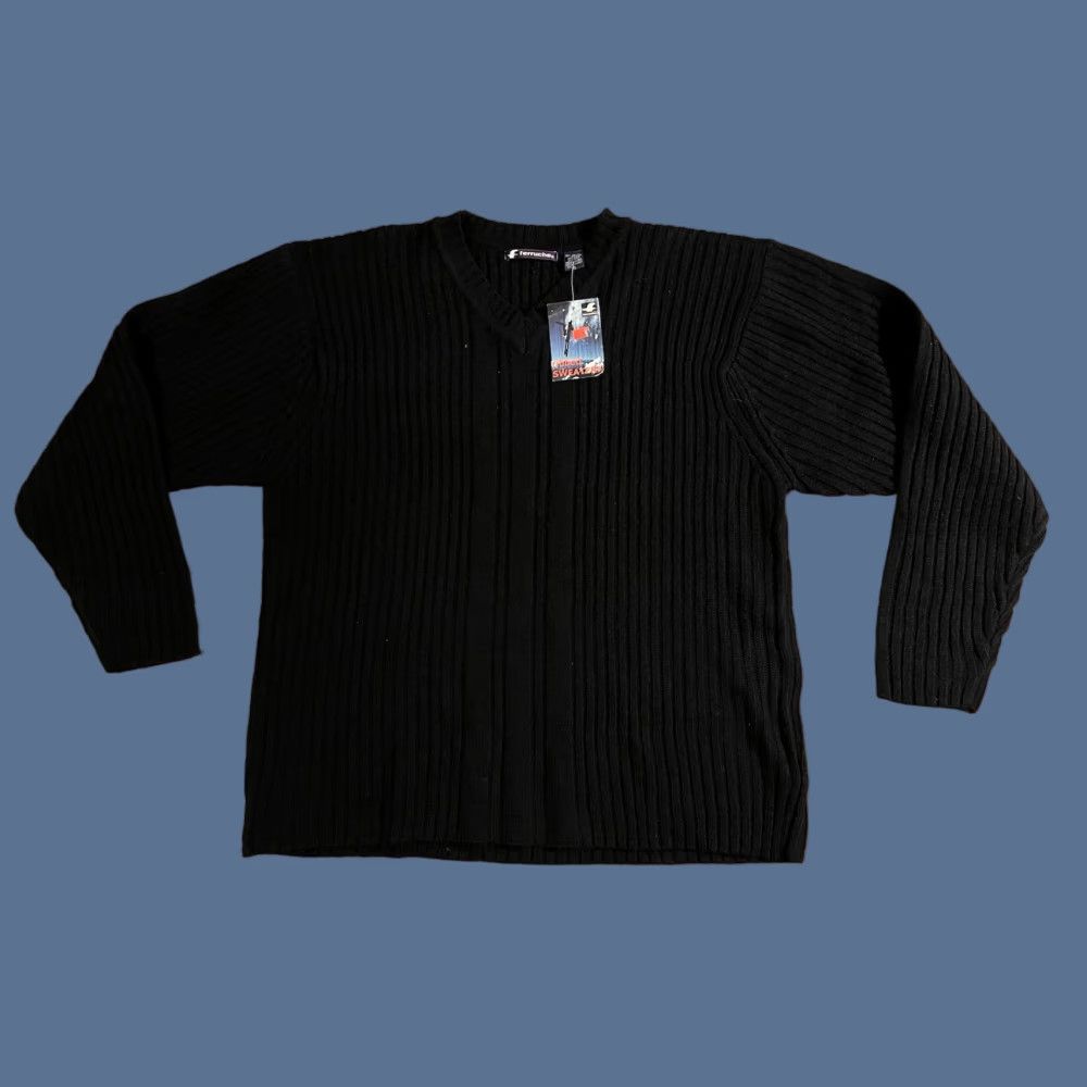 Vintage VINTAGE Ferruche Ribbed V-Neck Sweater Men’s XL Black 90s Y2K Size US XL / EU 56 / 4 - 1 Thumbnail