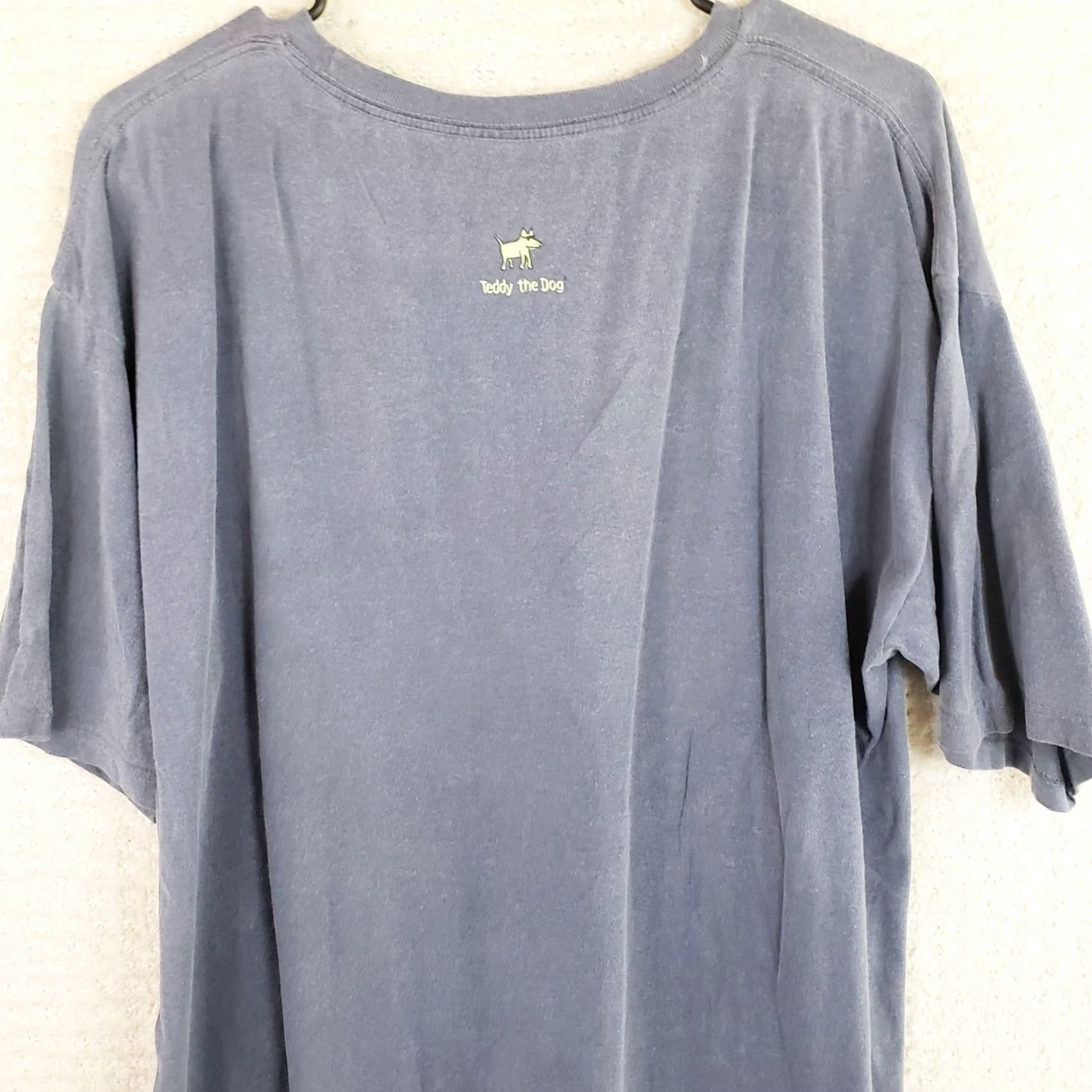 Vintage Teddy the Dog Classic Tee "God Bless America" Patriotic Unisex Blue Shirt L Size US L / EU 52-54 / 3 - 6 Thumbnail