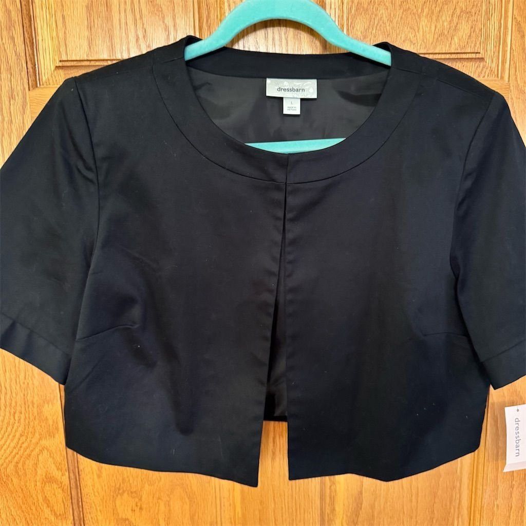 Other Dressbarn Women's Black Open Front Short Shrug Jacket Size Size L / US 10 / IT 46 - 2 Thumbnail