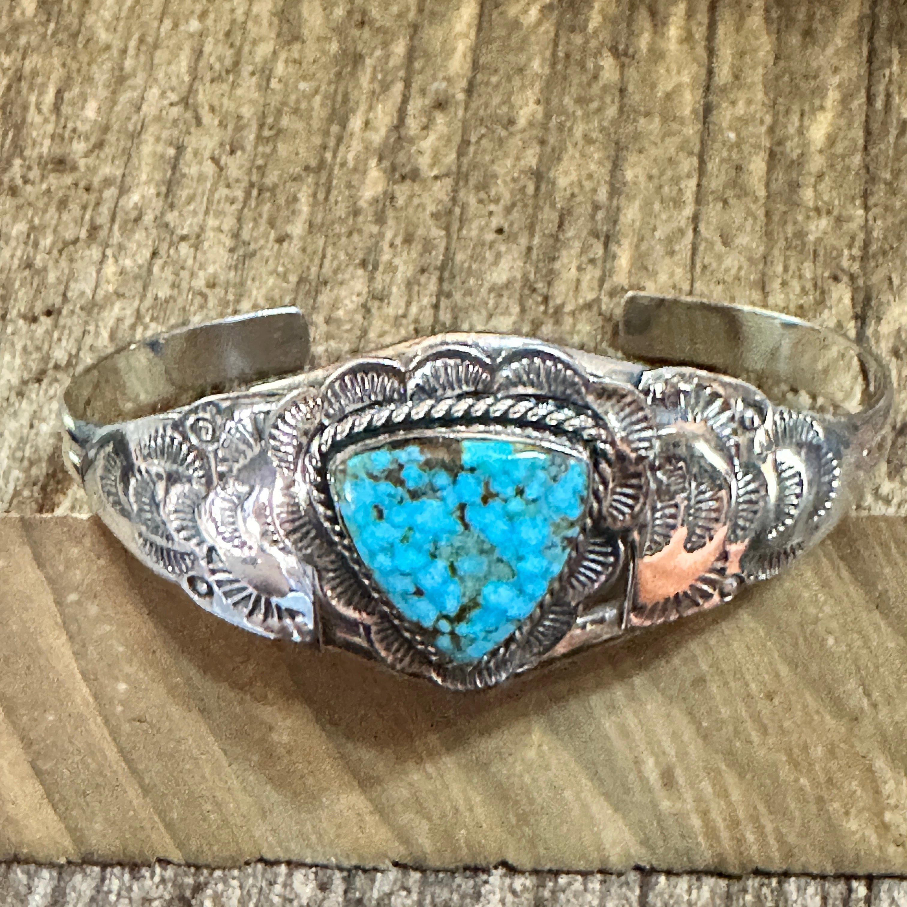 Other Handmade Sterling Silver & Kingman Turquoise Cuff Bracelet, Size ONE SIZE - 2 Thumbnail
