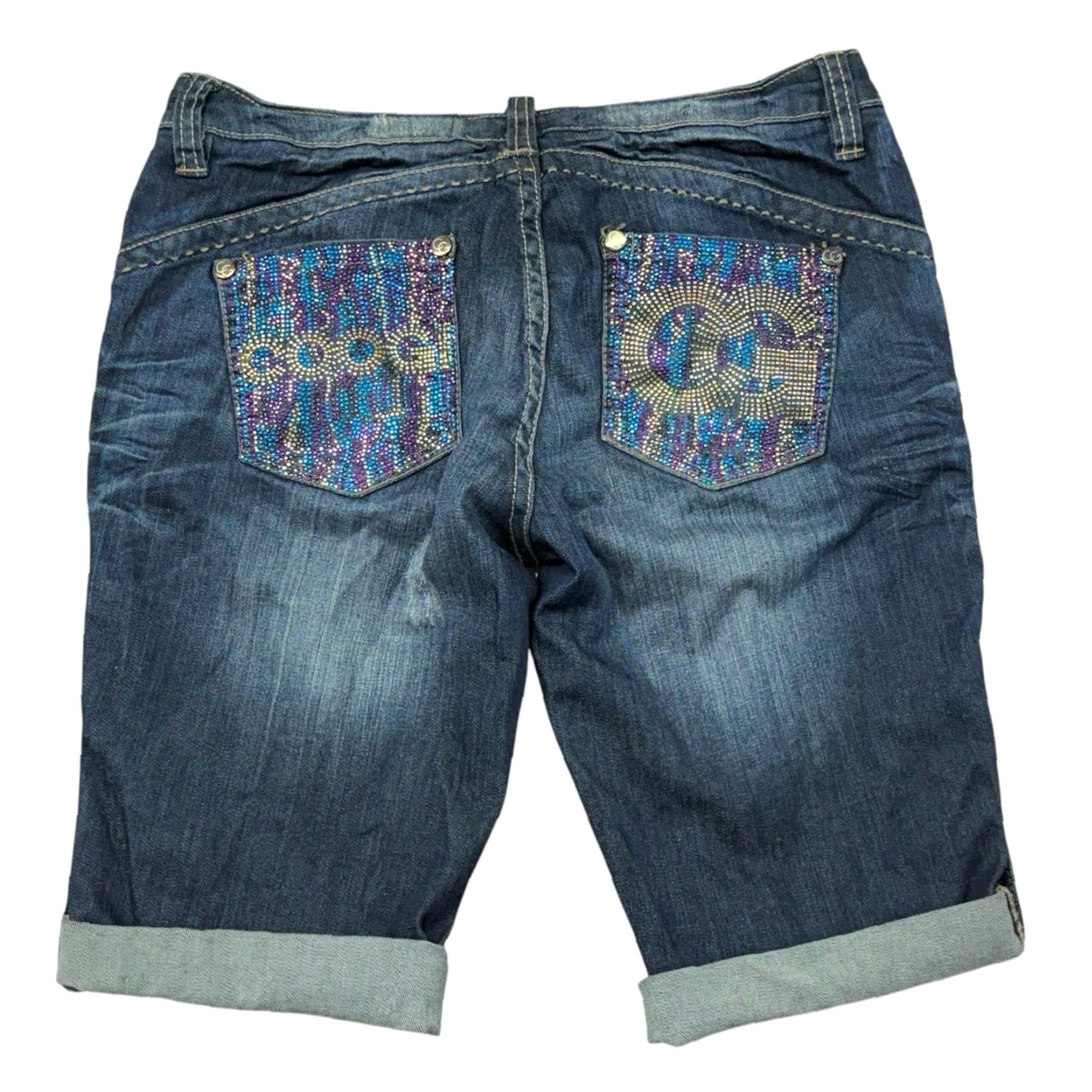 Coogi VINTAGE COOGI Embellished Bling Rhinestone Cuff Denim Shorts Women’s Size 11/12 Size 34" / US 12 / IT 48 - 2 Thumbnail