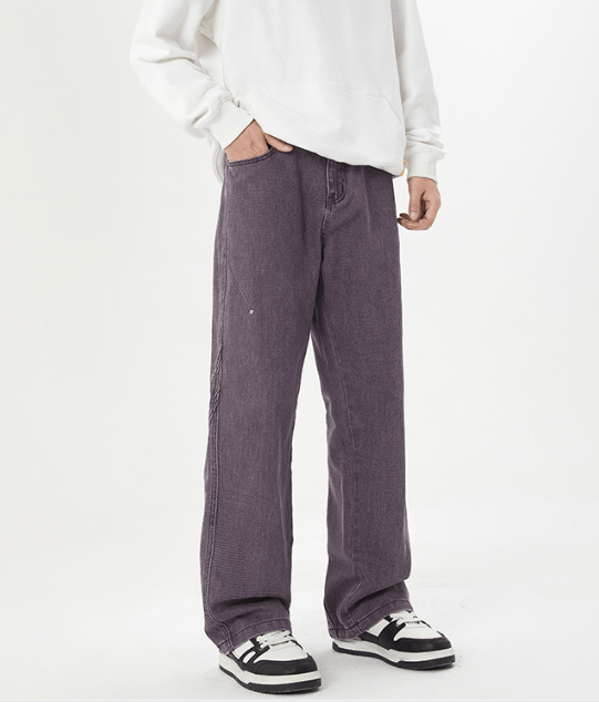 Japanese Brand Retro trend purple straight striped patchwork jeans Size US 32 / EU 48 - 1 Thumbnail