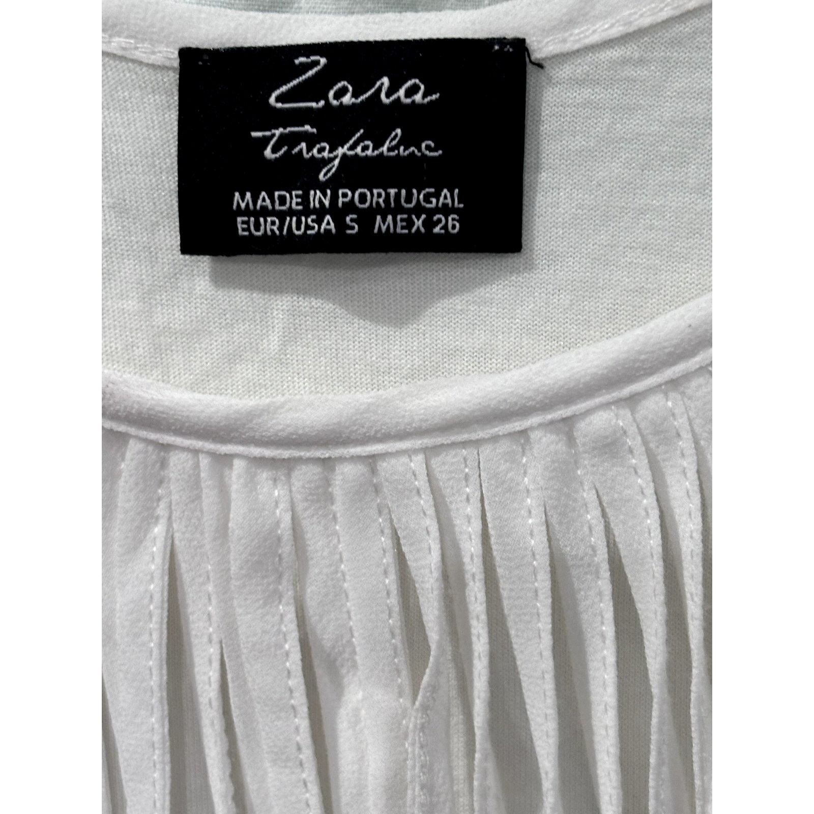 Zara ZARA Trafluc Women's Off-White Fringe Spaghetti Strap Top Size S / US 4 / IT 40 - 4 Thumbnail