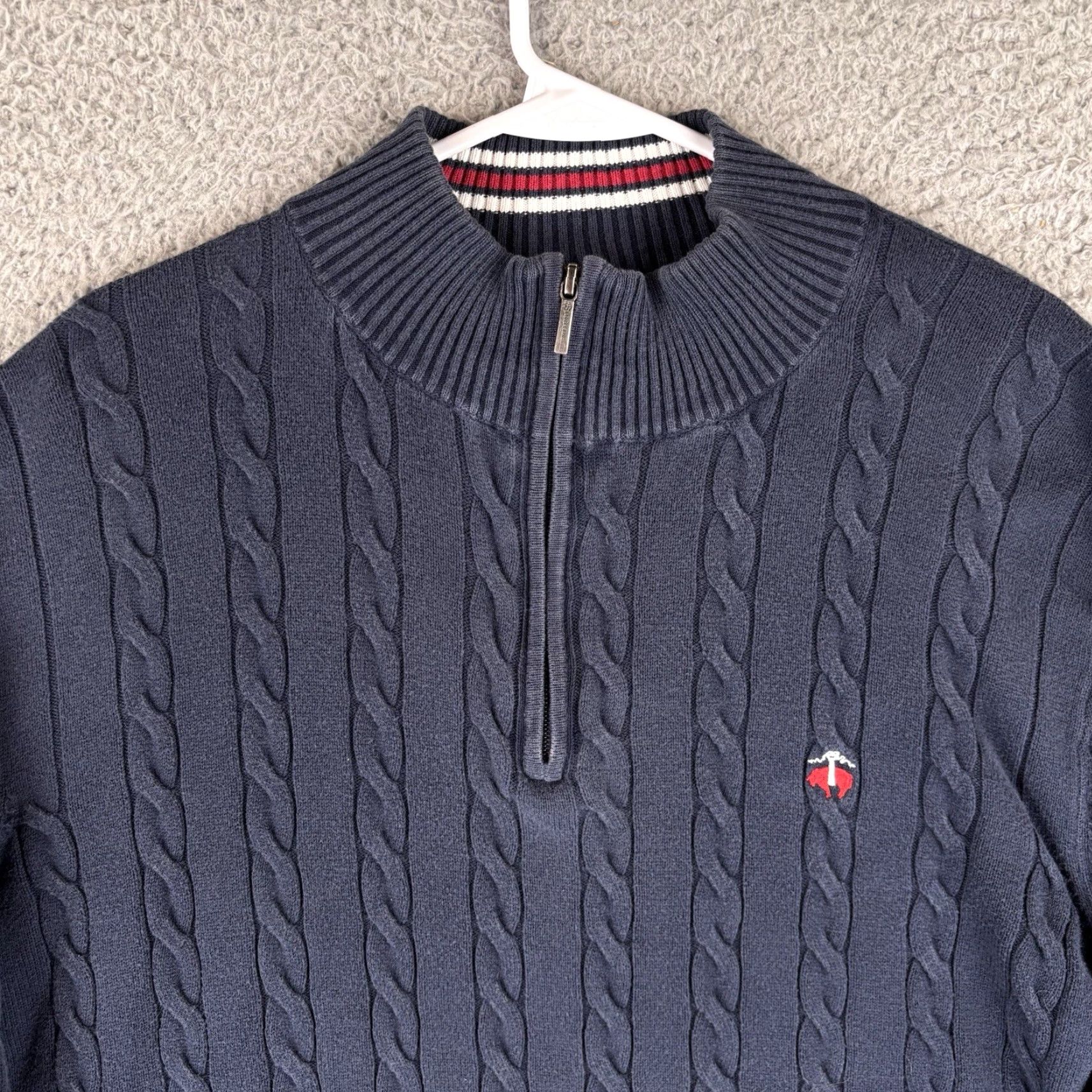Brooks Brothers VINTAGE Brooks Brothers Men’s Cable Knit Quarter Zip Sweater Navy Blue XL Pullover Knit Zip Mock Neck Size US XL / EU 56 / 4 - 2 Thumbnail