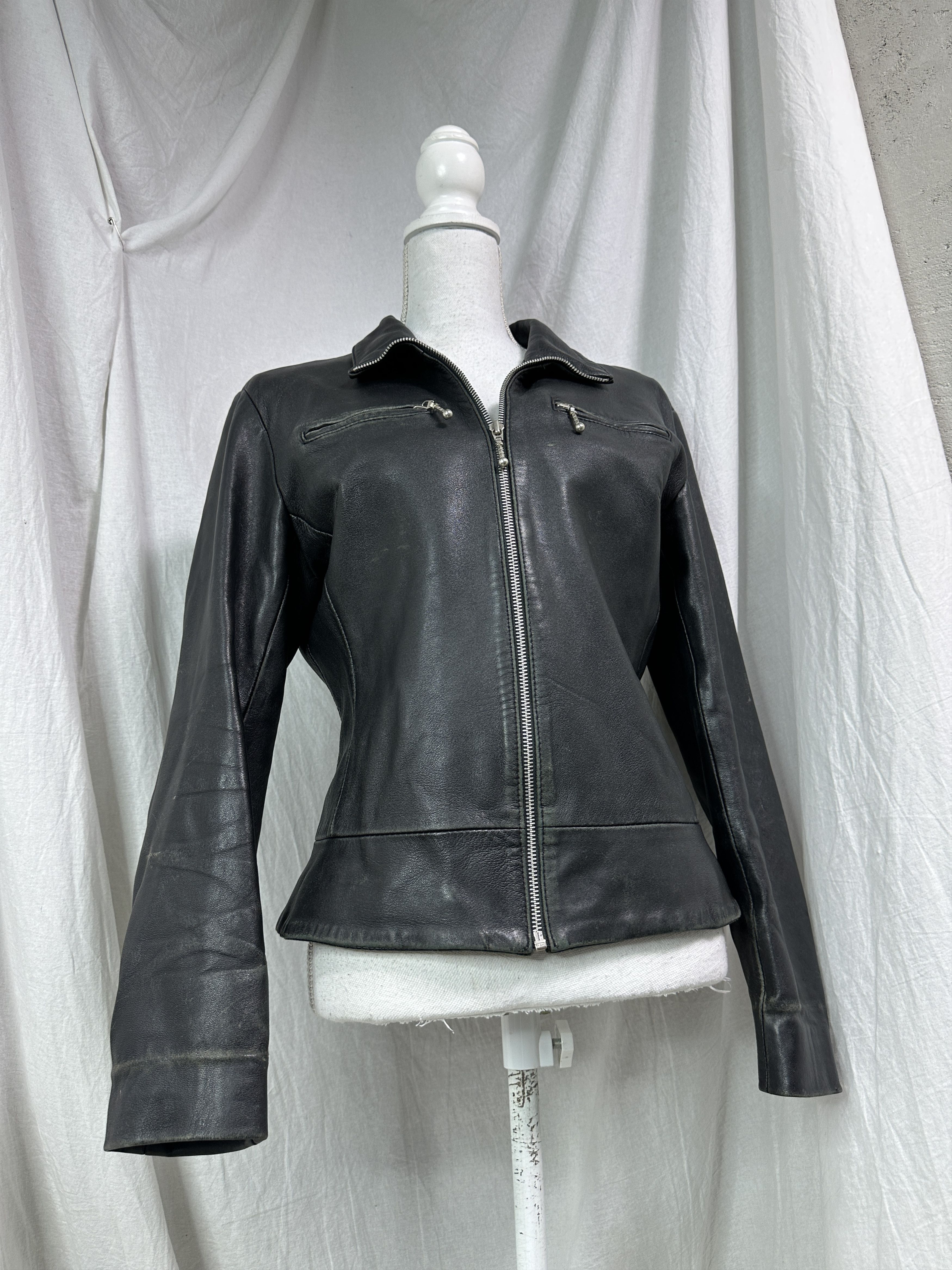 Vintage Vintage Leather Biker Moto Grunge Fitted Jacket 00s Size US L / EU 52-54 / 3 - 1 Thumbnail