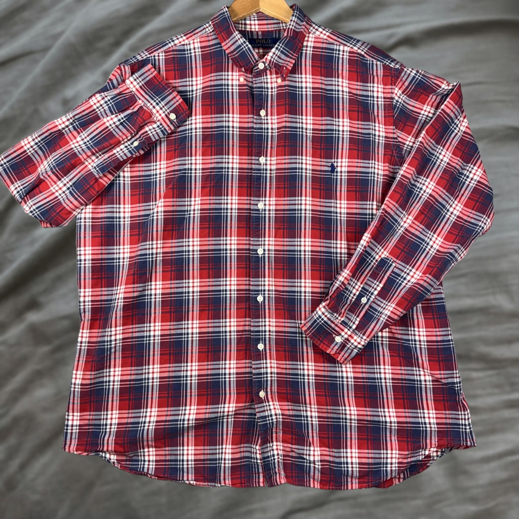 Polo Ralph Lauren Polo Ralph Lauren Shirt Men 2XLT Plaid Button-Down Long Sleeve Red Navy White Casual Size US XXL / EU 58 / 5 - 1 Thumbnail