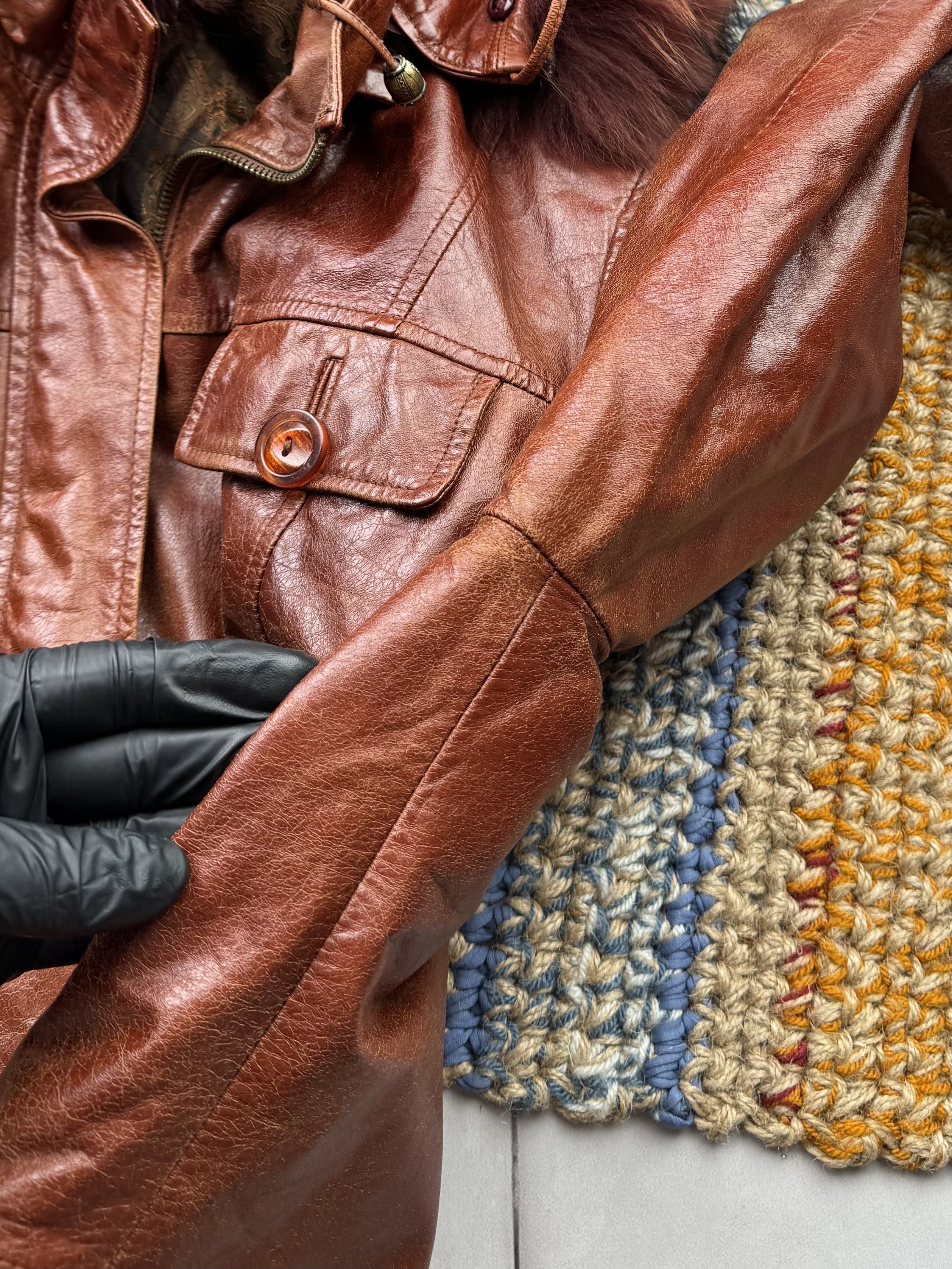 Vintage Vintage Hooded Leather Jacket (E4) Size US S / EU 44-46 / 1 - 16 Thumbnail