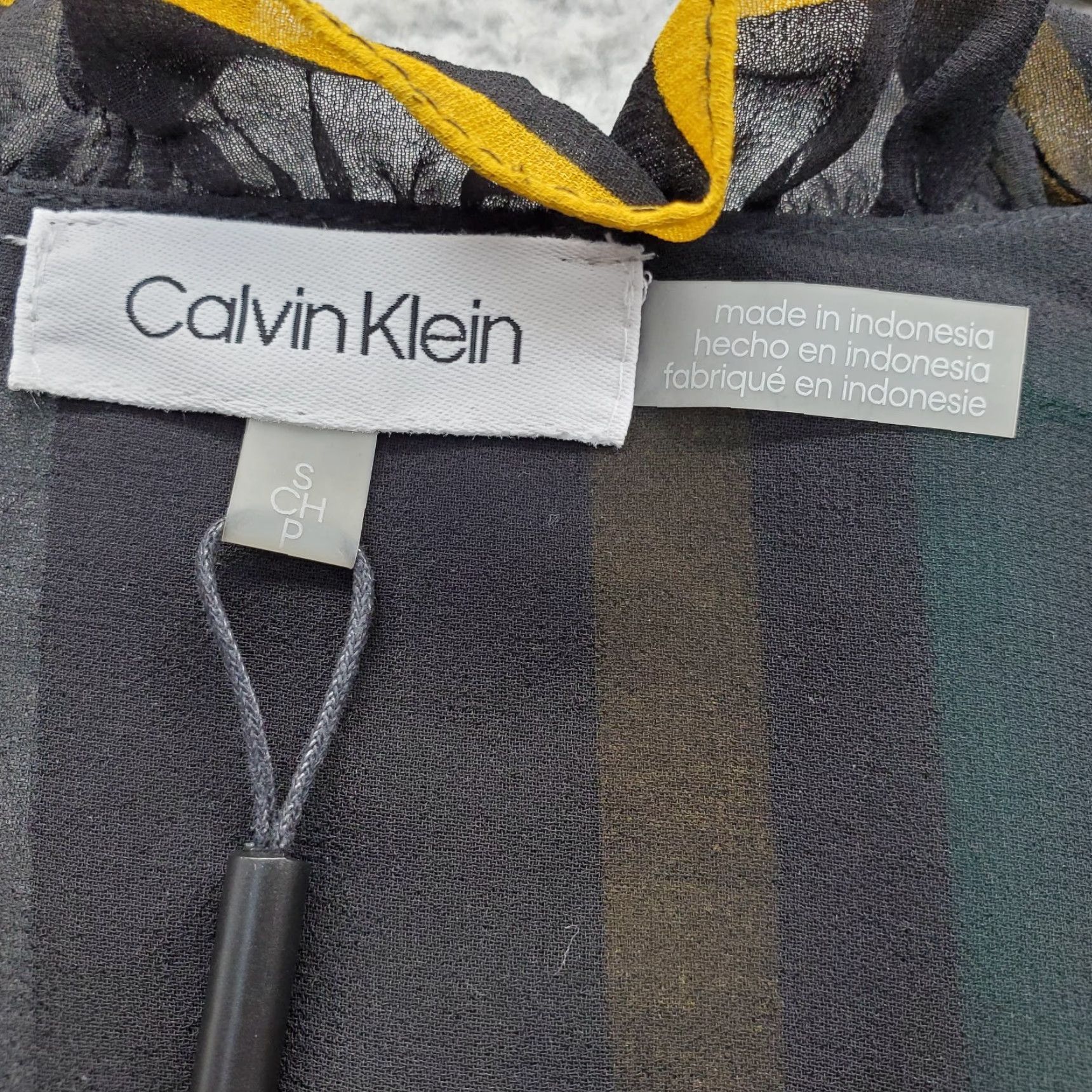 Calvin Klein Calvin Klein Blouse Top Womens Small Multicolor Striped Ruffle Long Sleeve Tie Front Size S / US 4 / IT 40 - 6 Thumbnail