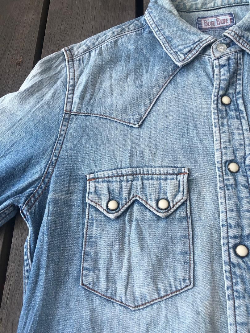 Blue Blue Japan Blue Blue Japan Denim Western Shirt Made in Japan Size US L / EU 52-54 / 3 - 3 Thumbnail