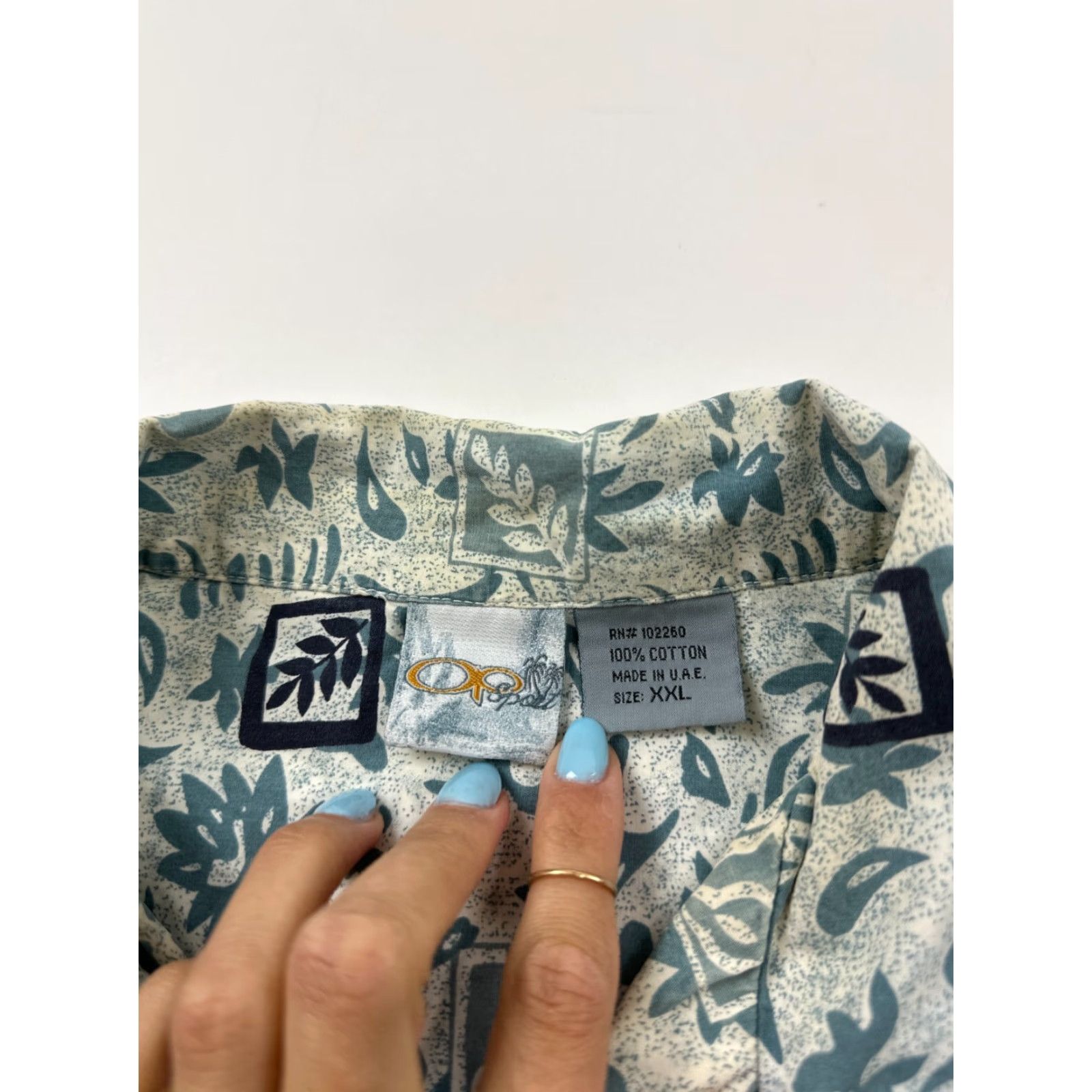 Ocean Pacific OP Hawaiian Shirt Men 2XL Blue Floral Print Short Sleeve Button Down Classic Fit Size US XXL / EU 58 / 5 - 5 Thumbnail