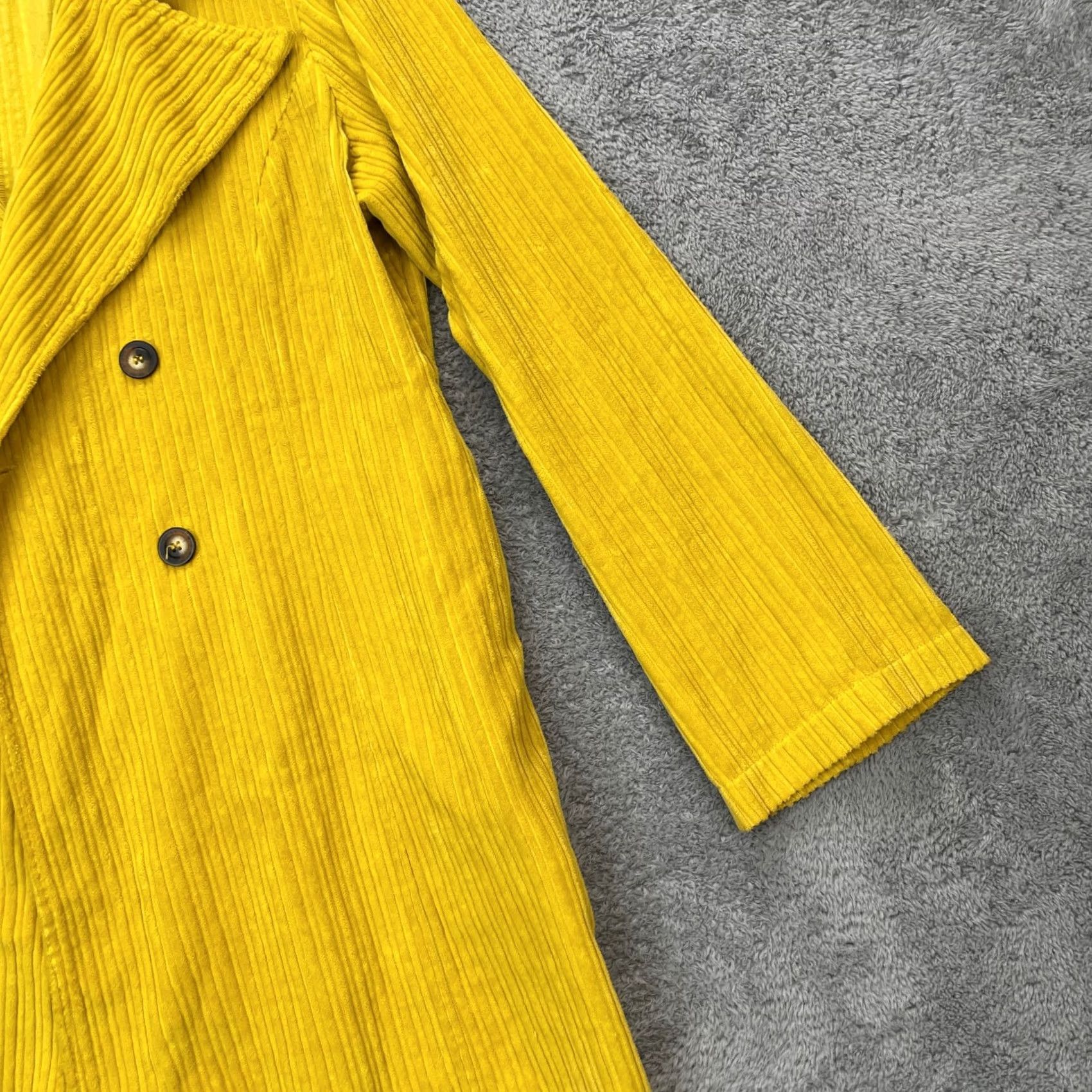 Doublet Bryn Walker Coat Womens Yellow Corduroy Large Double Breasted Long Jacket Ribbed Coat Womens L Yellow Corduroy Size L / US 10 / IT 46 - 3 Thumbnail