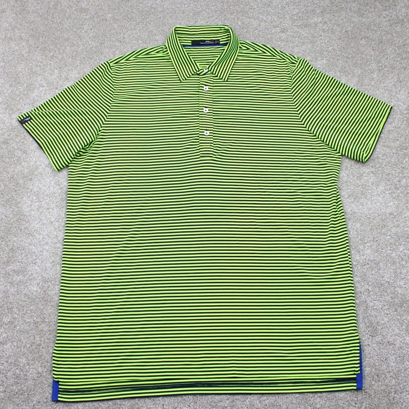 RLX Ralph Lauren RLX Ralph Lauren Polo Shirt Mens XL Green/Black Short Sleeve Polyester Blend Stretch Polo Shirt Size US XL / EU 56 / 4 - 2 Thumbnail