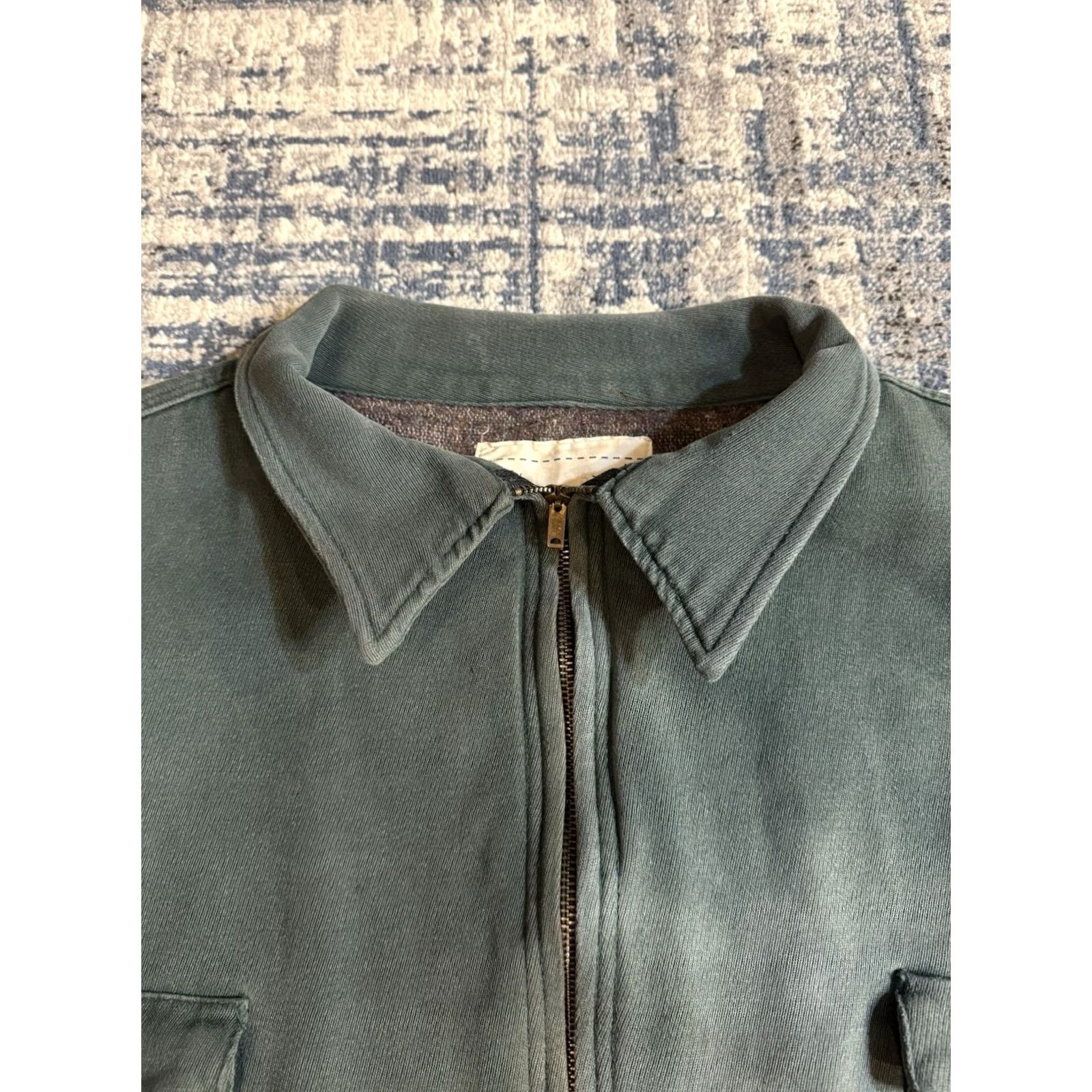 Vintage VINTAGE 1940s Cropped Full Zip Cotton Work Jacket XL Green Men Short Length Size US XL / EU 56 / 4 - 3 Thumbnail