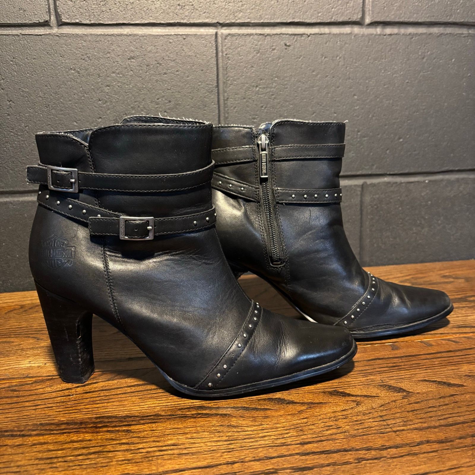Harley Davidson Black High Heel Shoes Boots~Womens 9.5, Women's