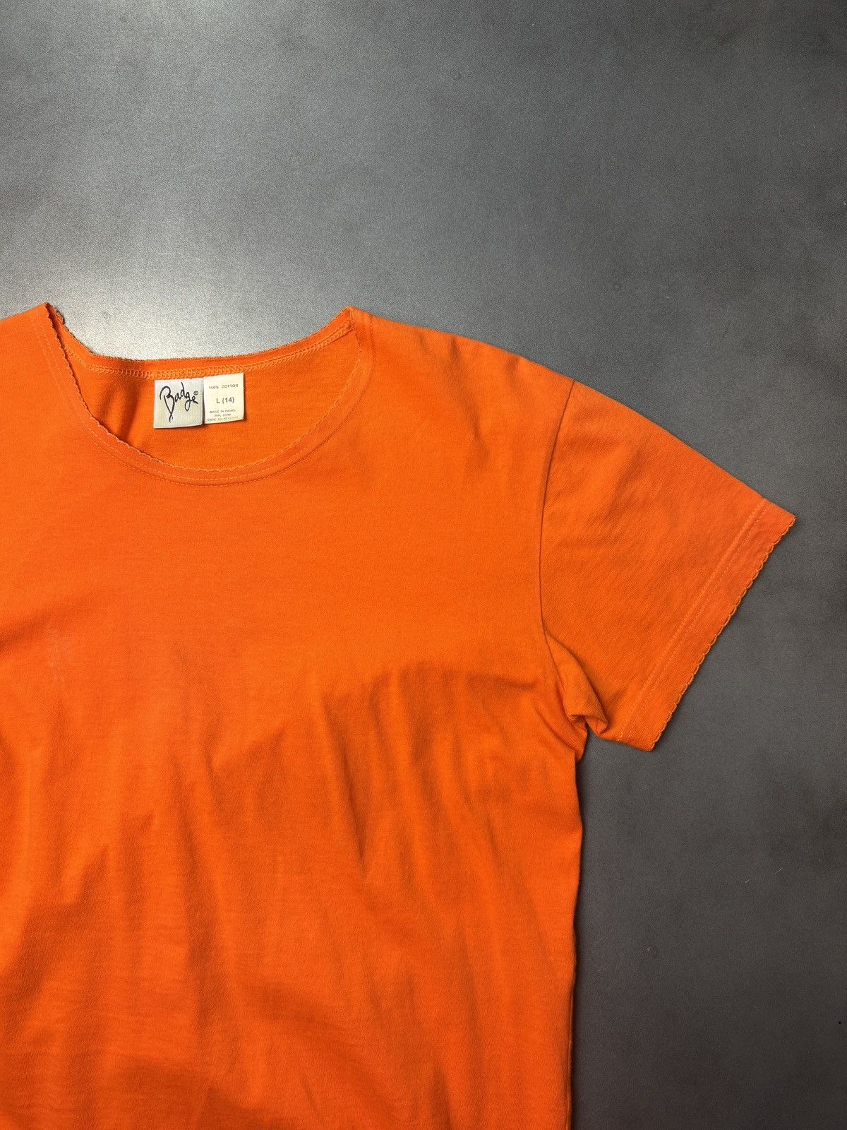 Vintage Y2K 2000s Vintage Tee Lace Trim Neck Orange Womens Badge Size L / US 10 / IT 46 - 4 Thumbnail