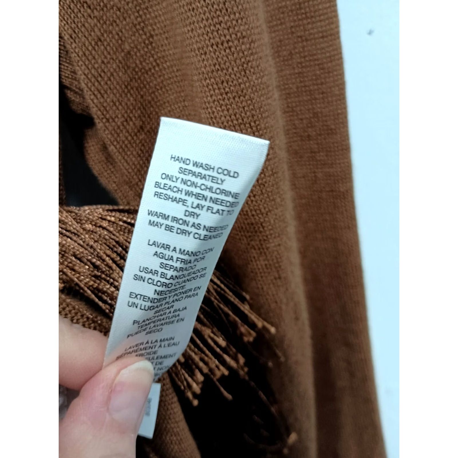 Vintage Chicos Womens Sweater Raglan Sleeve Large Brown Fringe Hem V-Neck Casual Pullover Knit Size L / US 10 / IT 46 - 6 Thumbnail