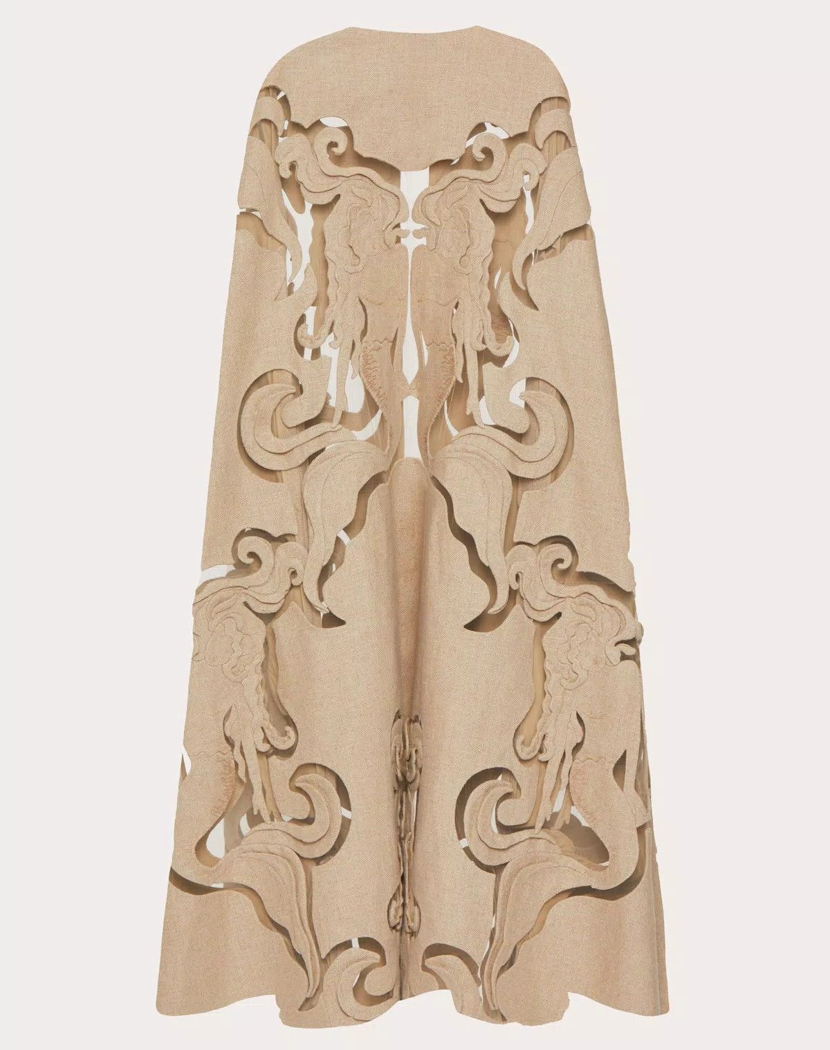 Valentino o1s1wg110426 Embroidered Linen Canvas Cape in Beige Size M / US 6-8 / IT 42-44 - 3 Thumbnail