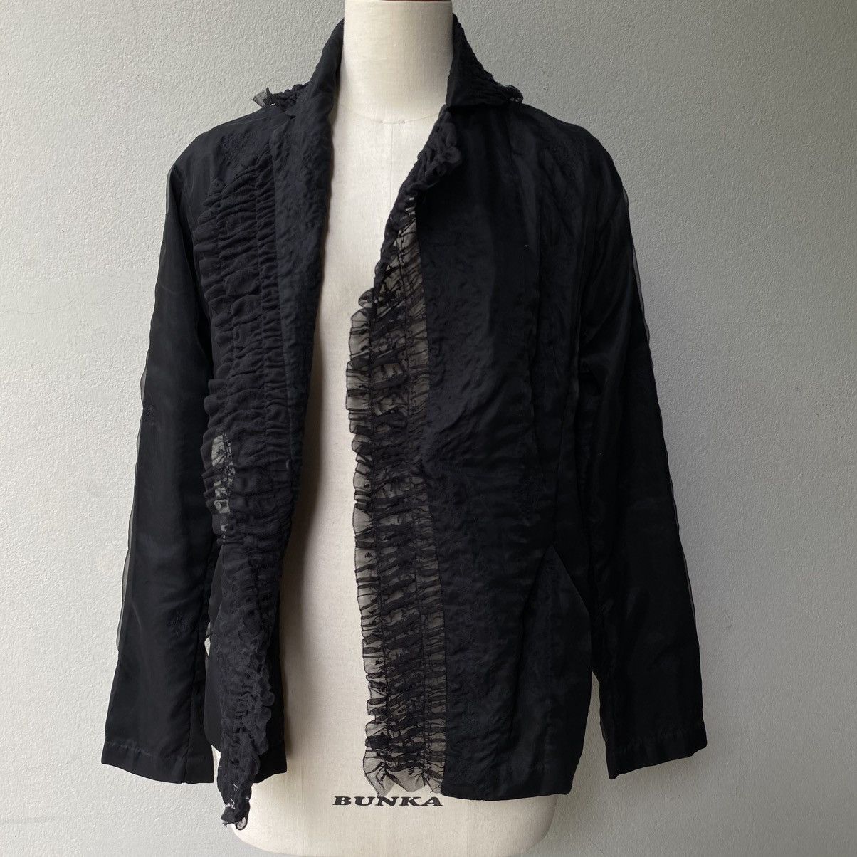 Issey Miyake Haat Black Snowflake Twins Sheer Lace Blouse Size L / US 10 / IT 46 - 21 Thumbnail
