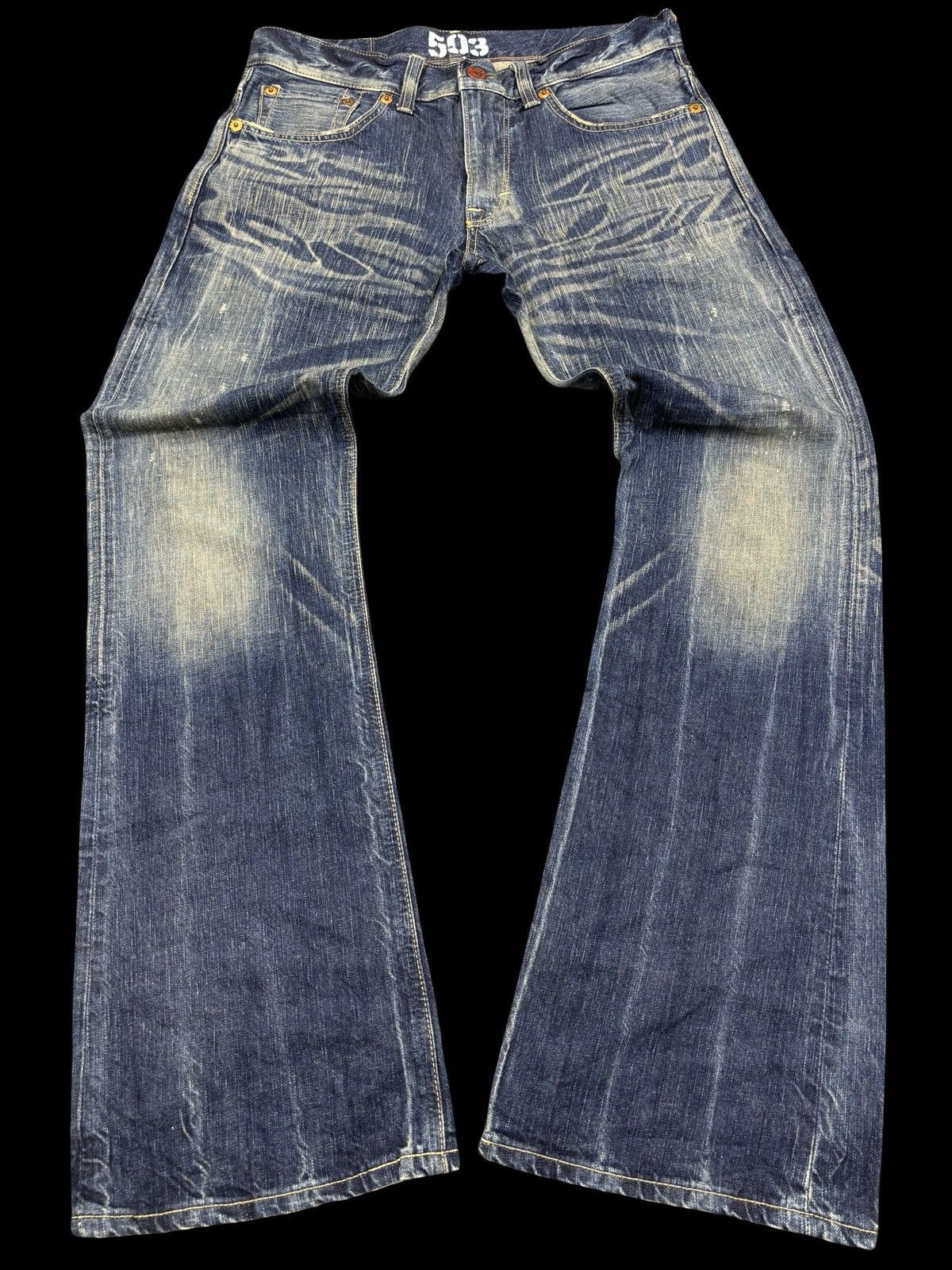 Edwin 💥Flare💥Archival Edwin 503 Full Fades Character Denim F845 Size US 34 / EU 50 - 1 Thumbnail