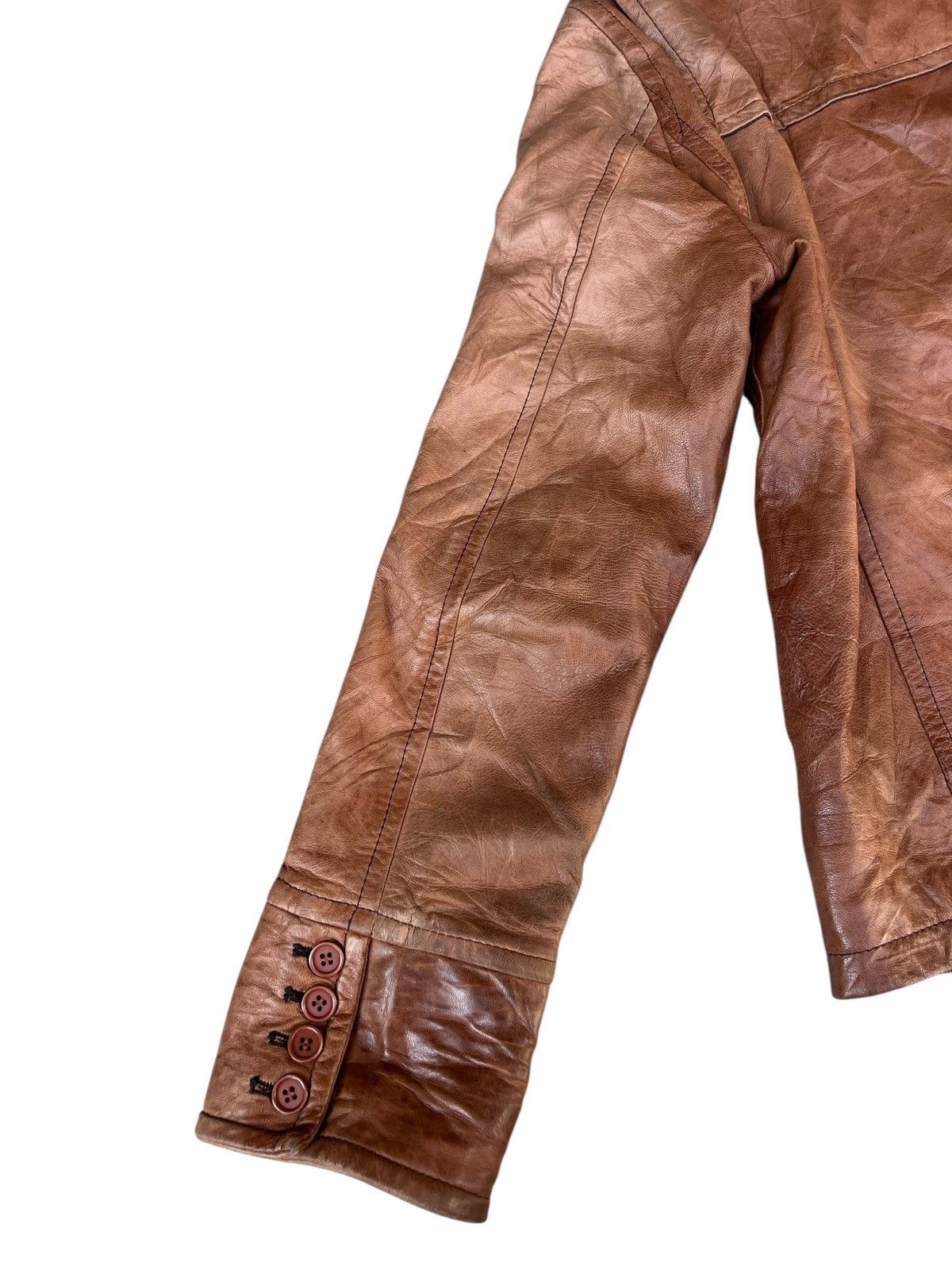 Haruf Japan Patina Sheepskin Leather Hoodie Toggle Jacket