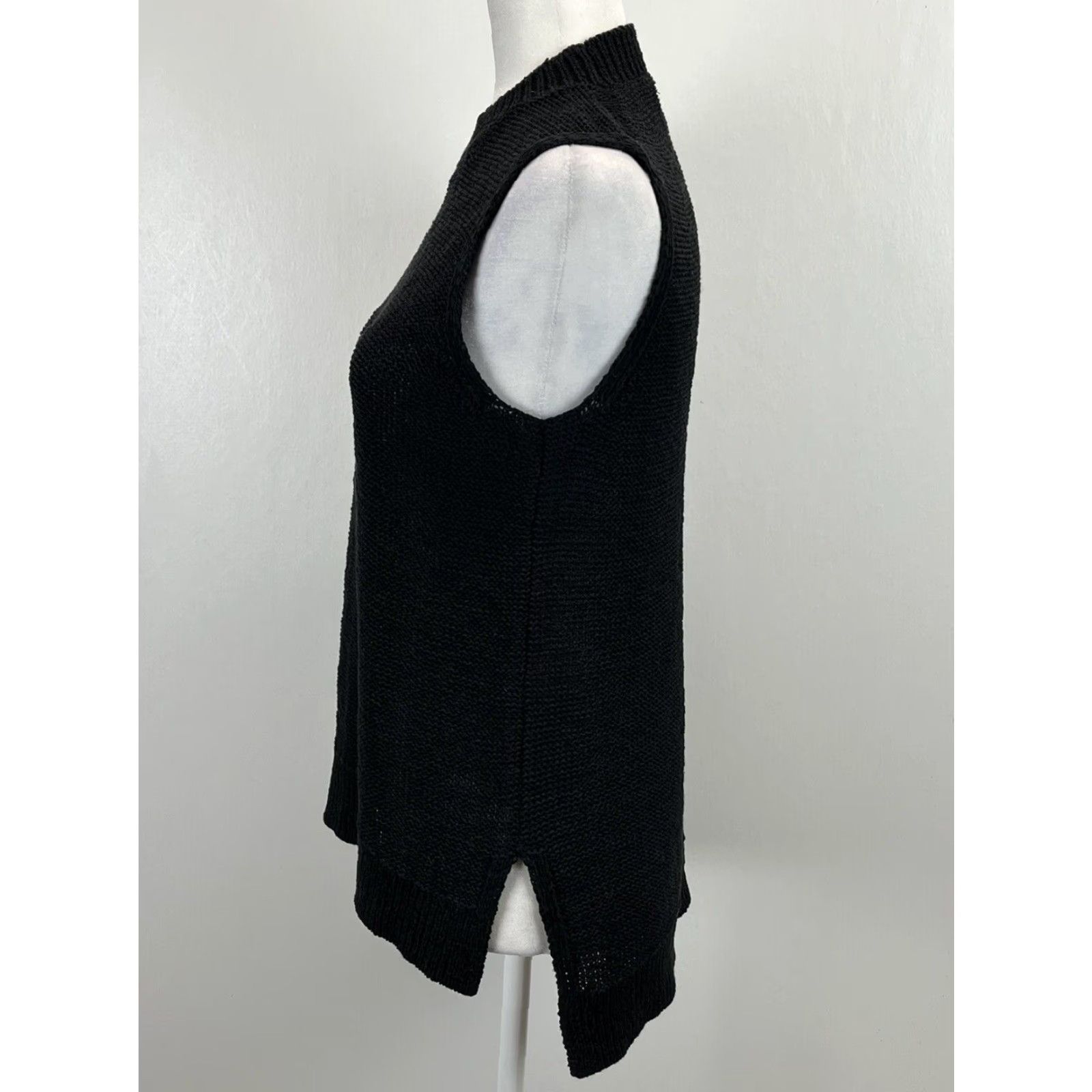 Lou & Grey LOU & GREY Linen Blend High Neck Sleeveless Sweater Womens Medium Black Pullover Size M / US 6-8 / IT 42-44 - 2 Thumbnail