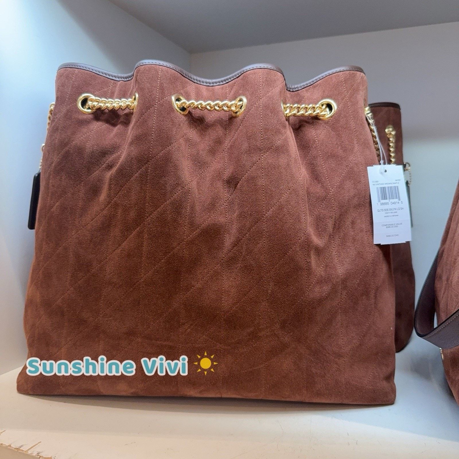Coach NWT Coach Evelyn Large Bag CCZ83 Suede Vintage Brown Size ONE SIZE - 4 Thumbnail