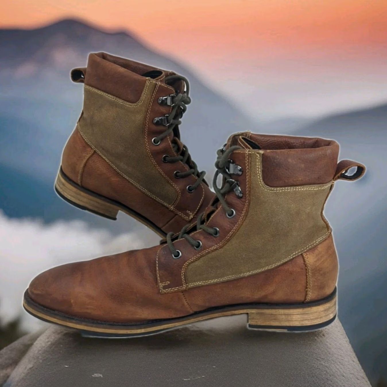 Vintage Aston Grey Canyon Boots Mens 10.5 Chukka Ankle Leather Brown Tobacco Canvas Leather Boots Casual Mens Size 10.5 US Boots Brown Leather Canyon Size US 11 / EU 44 - 3 Thumbnail