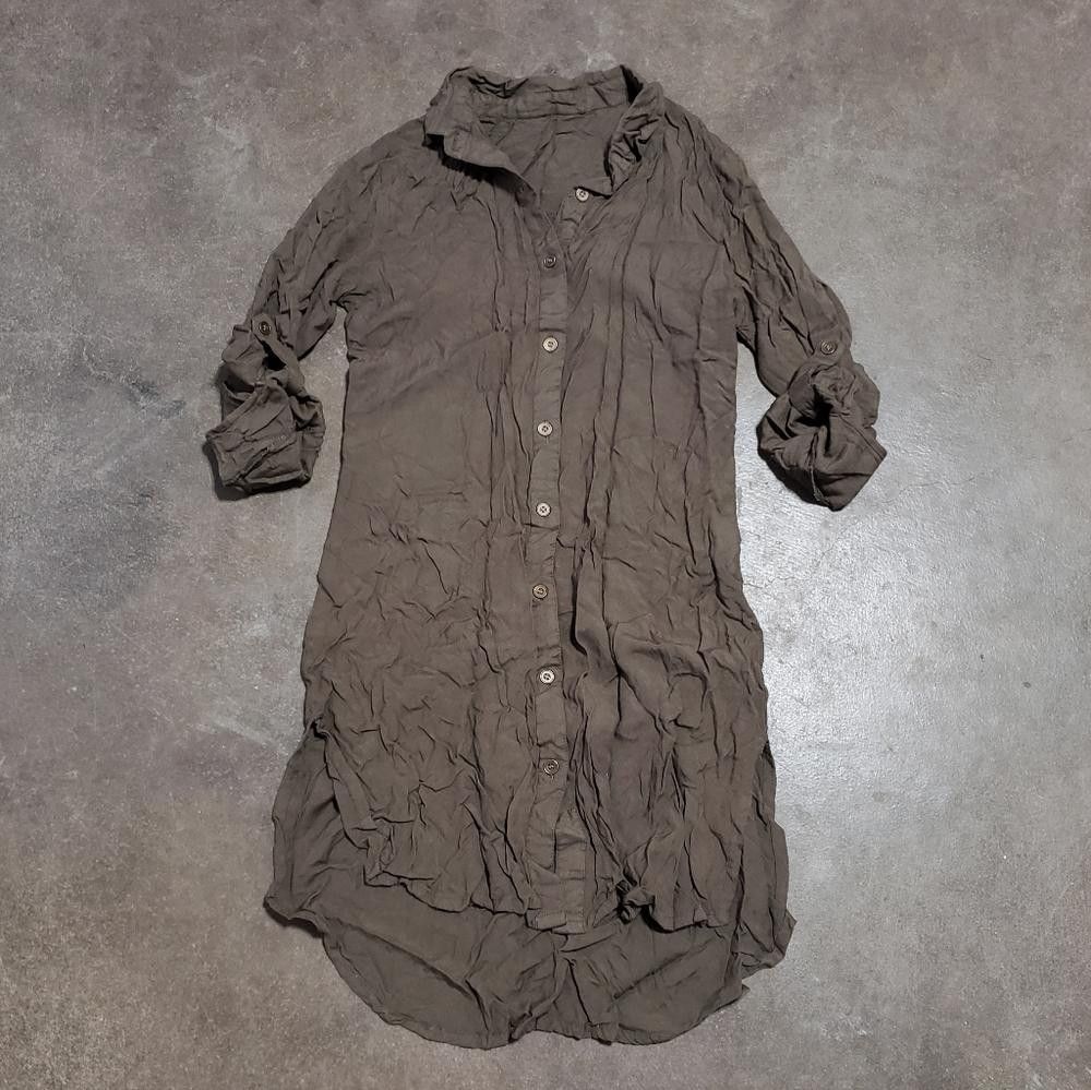 Designer Chocolate Back Detailed Long Button Down Size M / US 6-8 / IT 42-44 - 1 Thumbnail