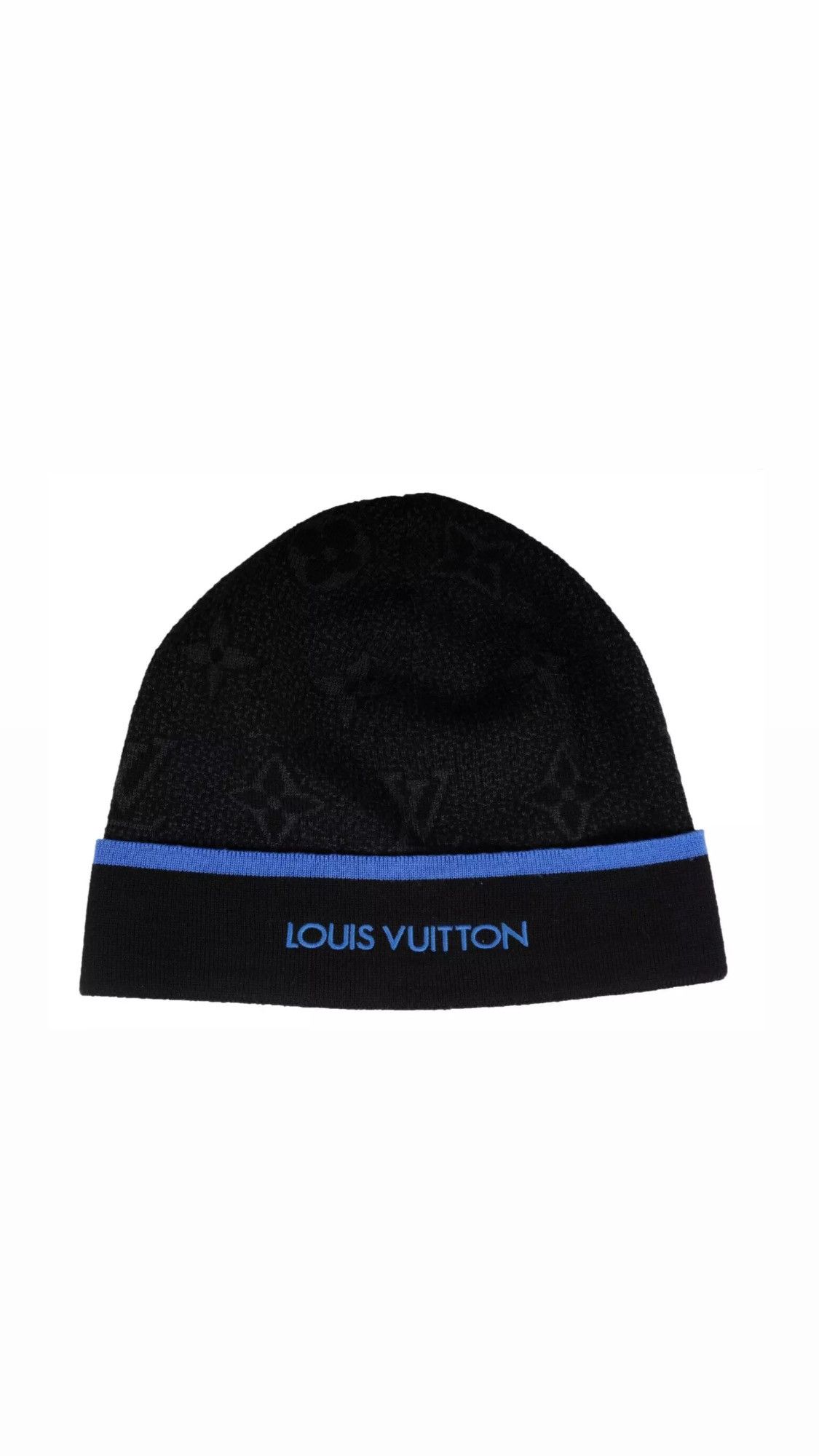 Pre-owned Louis Vuitton My Monogram Eclipse Beanie Black Blue Wool - 02271