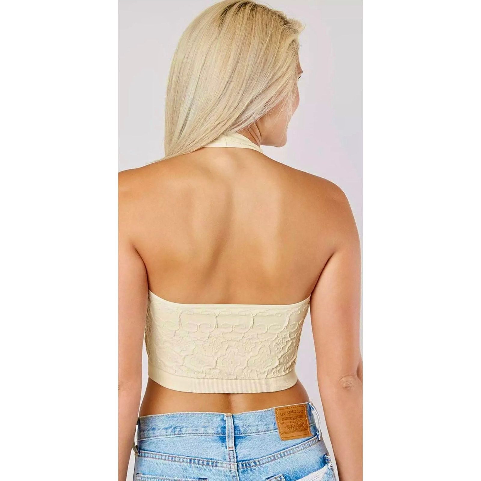 BKE BKE Seamless Textured Halter Bralette Top M/L Size M / US 6-8 / IT 42-44 - 3 Thumbnail