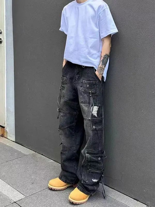 VIBE Vintage street hip-hop punk washed workwear ripped jeans Size US 30 / EU 46 - 6 Thumbnail