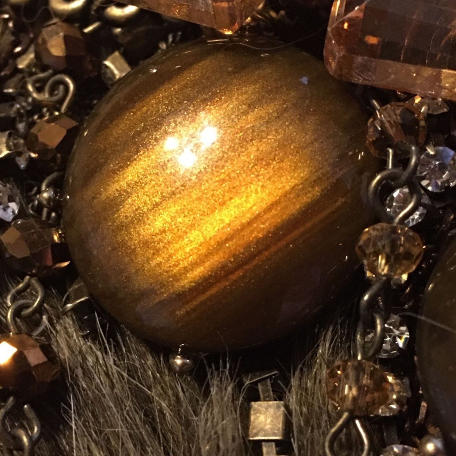 Jewelry Glass tiger eye amber stone chandelier necklace Size ONE SIZE - 7 Thumbnail