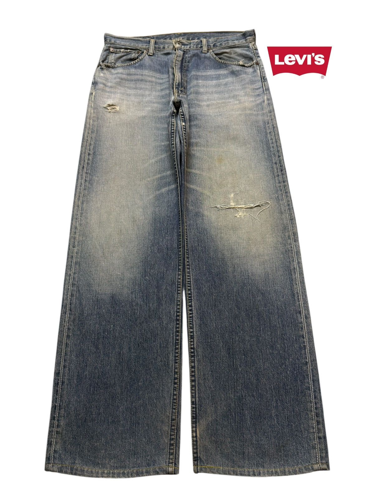Levi's Vintage 90s Levis 503 Blue Faded Wash Whisker Wide Leg Baggy Size US 34 / EU 50 - 1 Thumbnail
