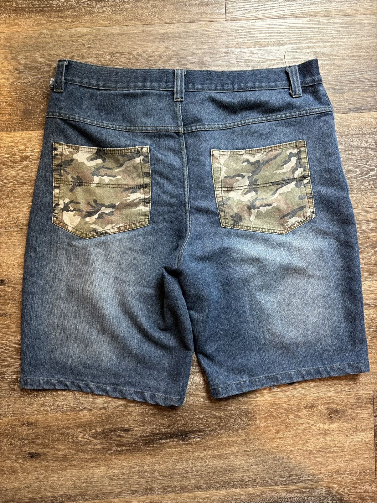 Vintage Camo Pocket Blue Jean Shorts Size US 38 / EU 54 - 2 Thumbnail