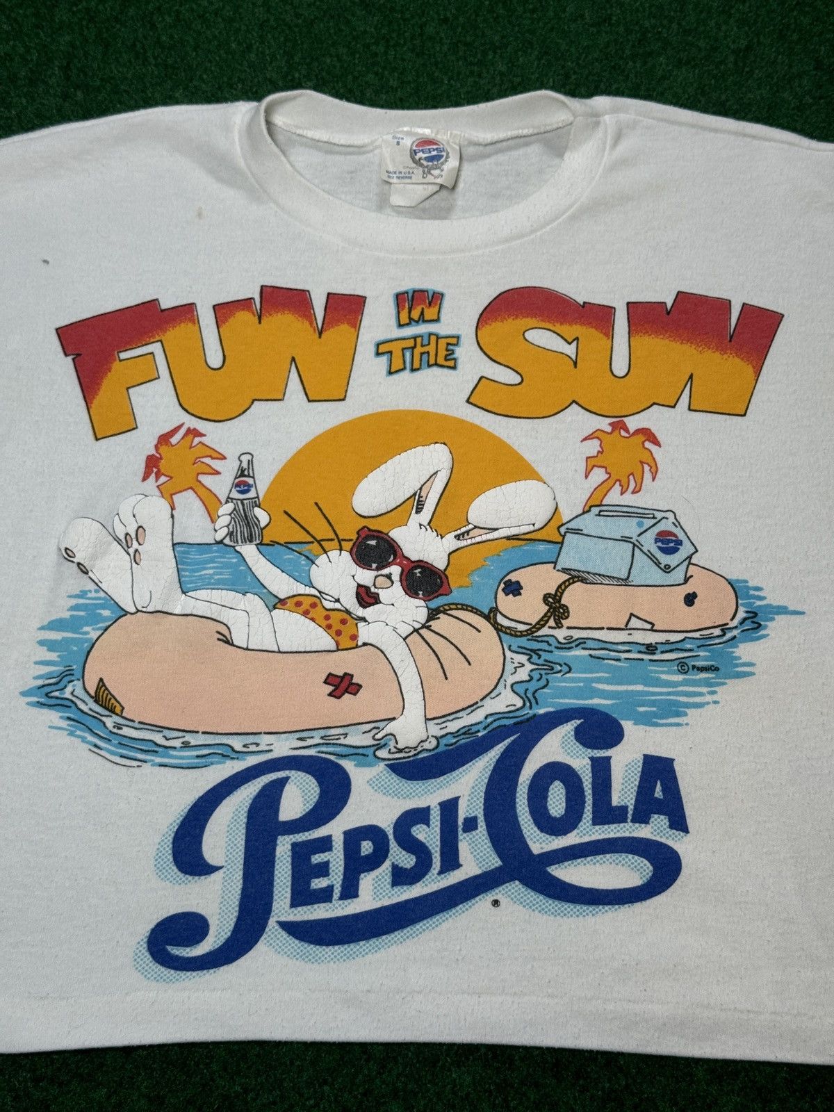 Pepsi × Vintage 80s RARE Pepsi Cola Fun In The Sun Beach Crop Top T Shirt Size S / US 4 / IT 40 - 2 Thumbnail