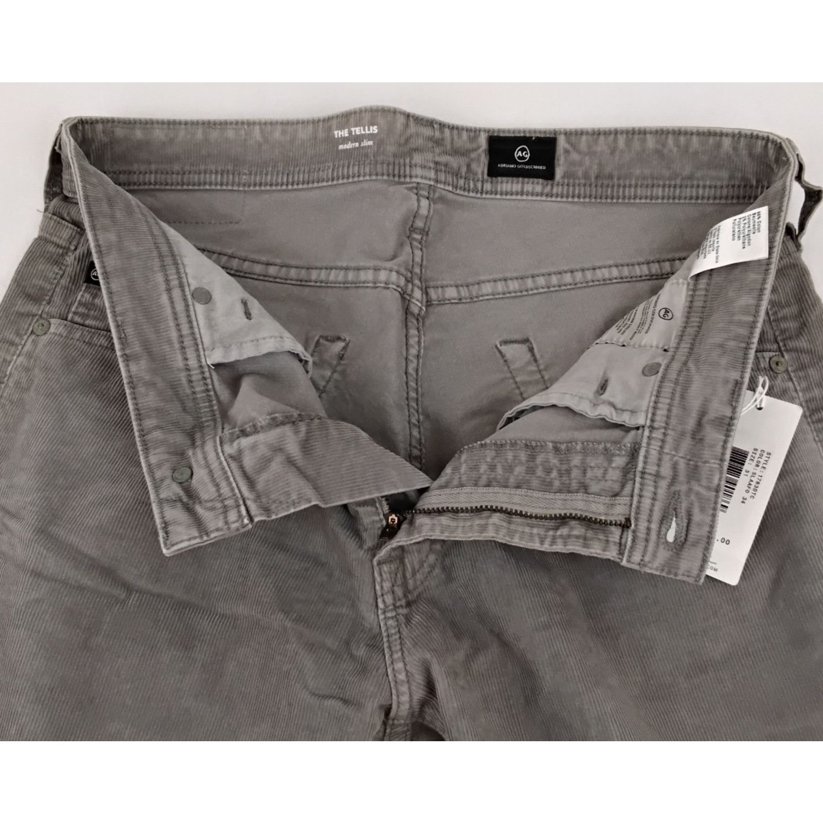 AG Adriano Goldschmied AG Adriano Goldschmied Cords The Tellis Men's 31x34 Gray NWT Size US 31 - 6 Thumbnail