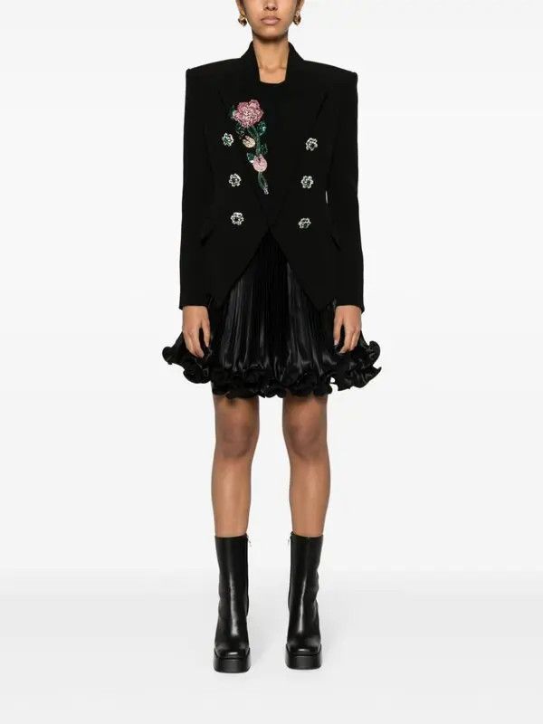 Balmain o1s1wg110825 Crystal Embellished Blazer in Black Size L / US 10 / IT 46 - 2 Thumbnail