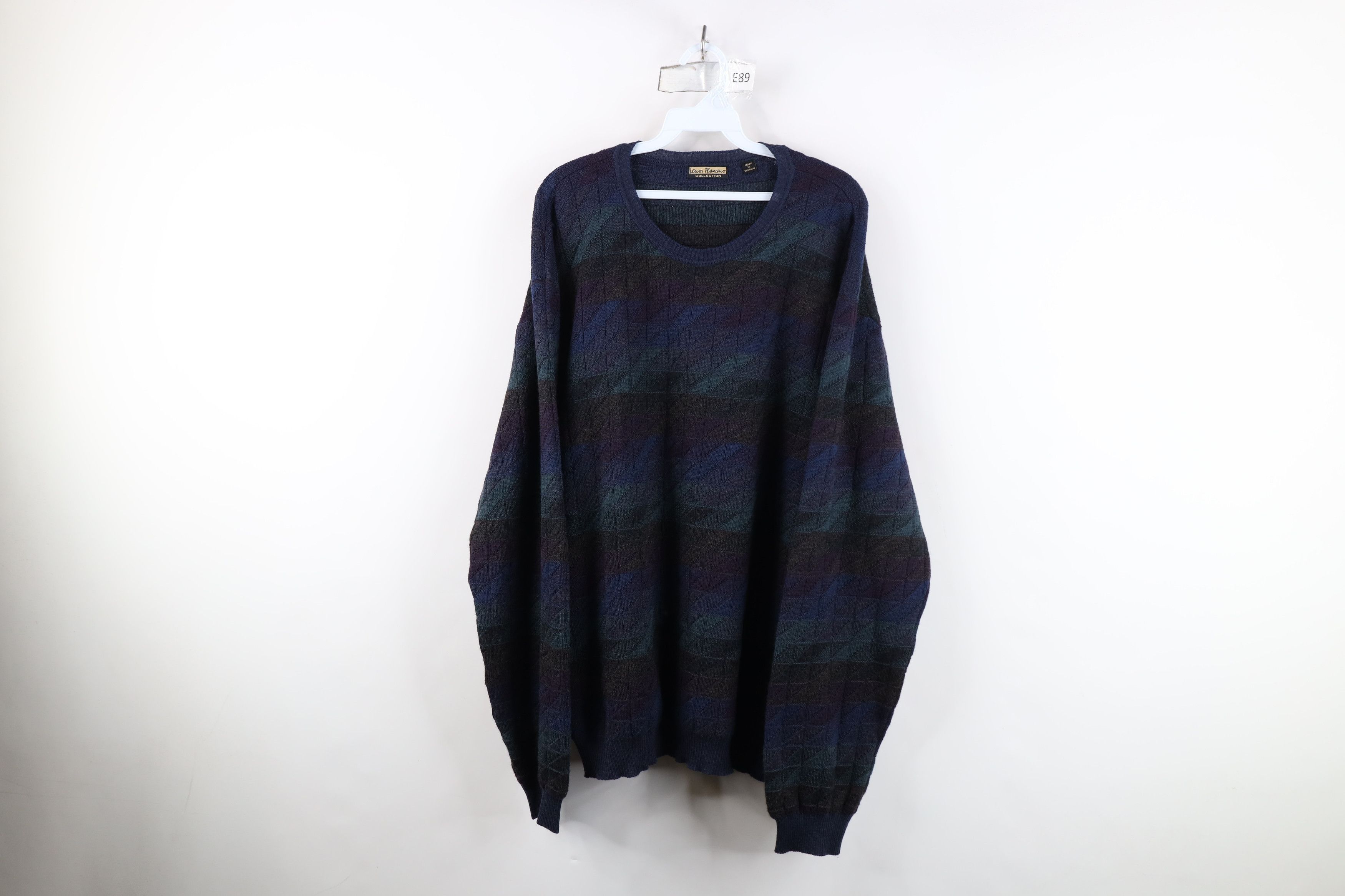 Vintage Vintage 90s Streetwear Checkered Wool Knit Crewneck Sweater Size US XL / EU 56 / 4 - 1 Thumbnail