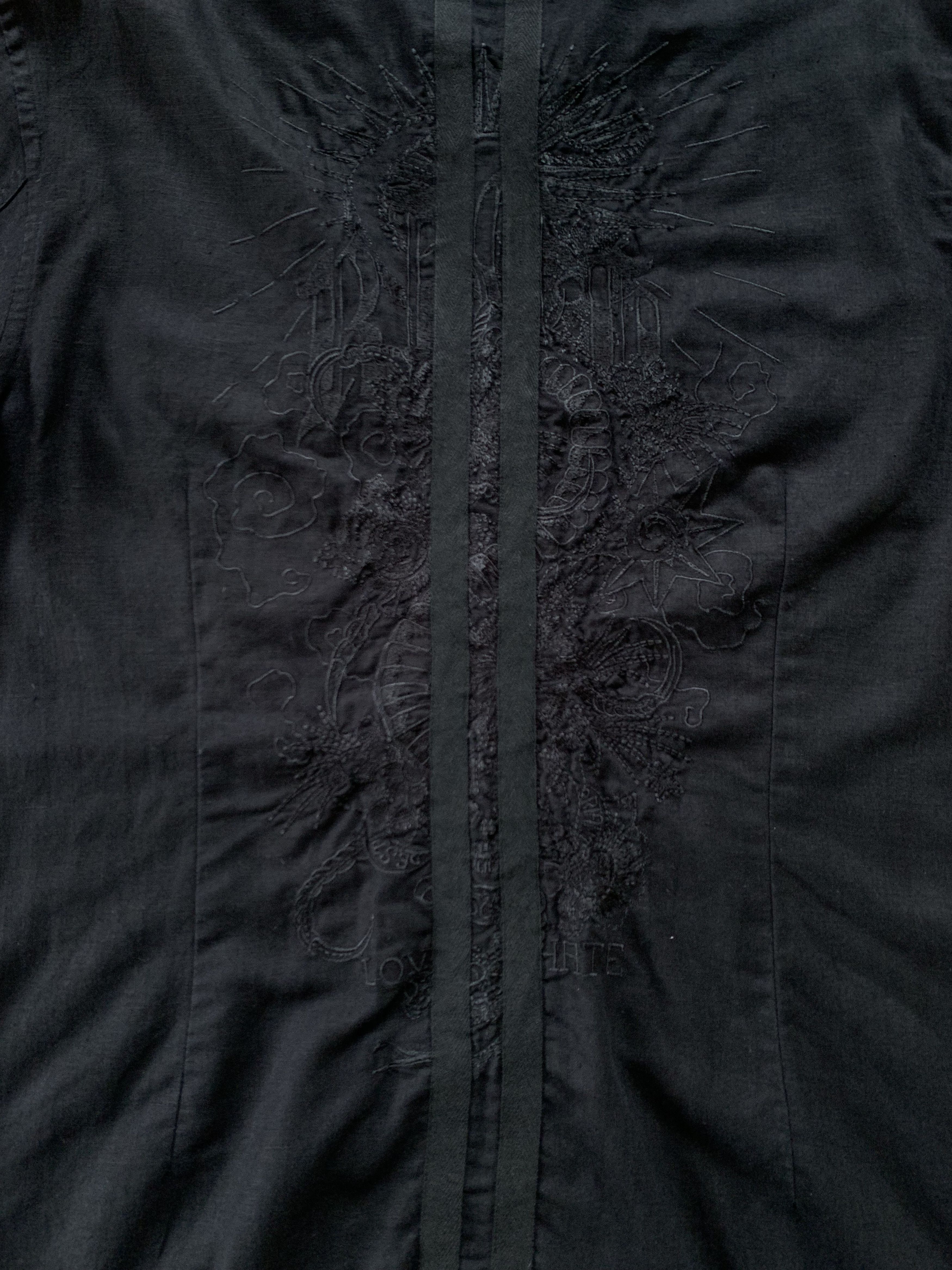 John Richmond Men's John Richmond Denim Black Linen Shirt With Embroidery Size US M / EU 48-50 / 2 - 8 Thumbnail