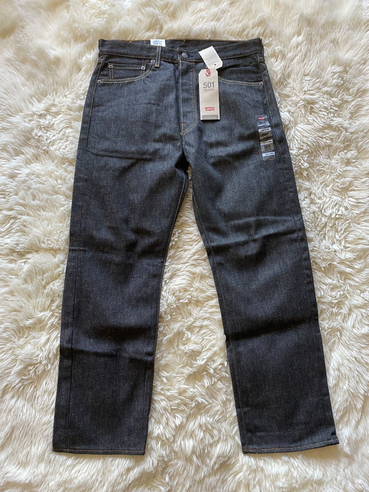 Levi's Levis 501 Raw Denim Jeans Dark Wash Y2K Straight Size US 33 - 1 Thumbnail