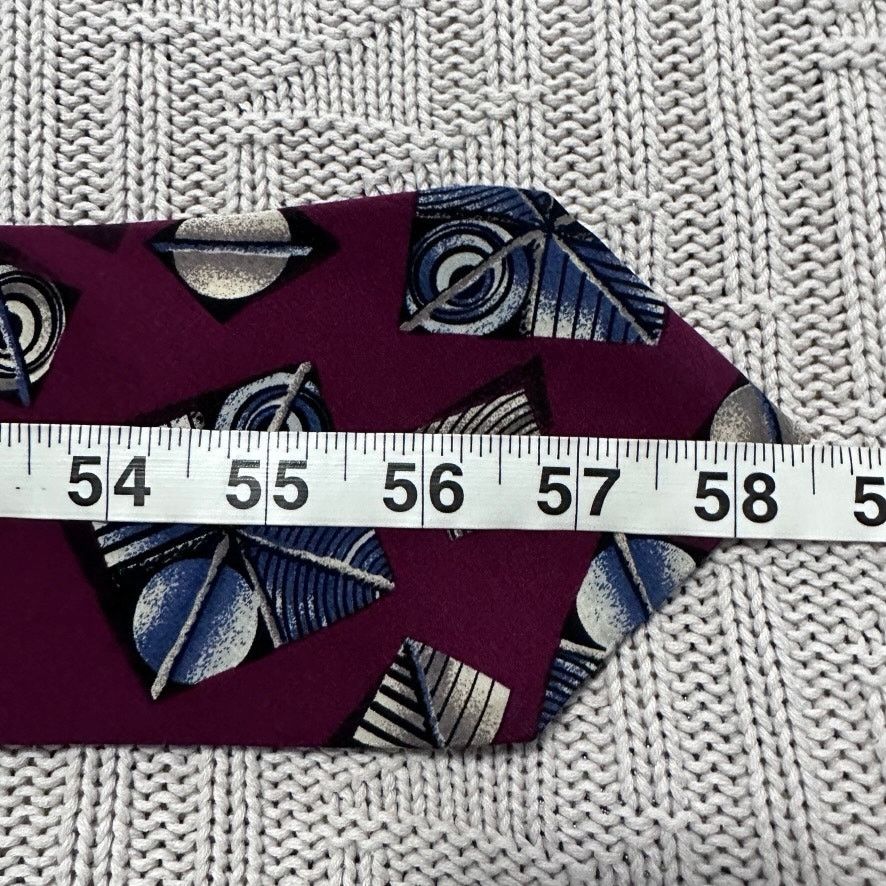 Dior Vintage 80s Dior maroon abstract print silk tie Size ONE SIZE - 4 Thumbnail