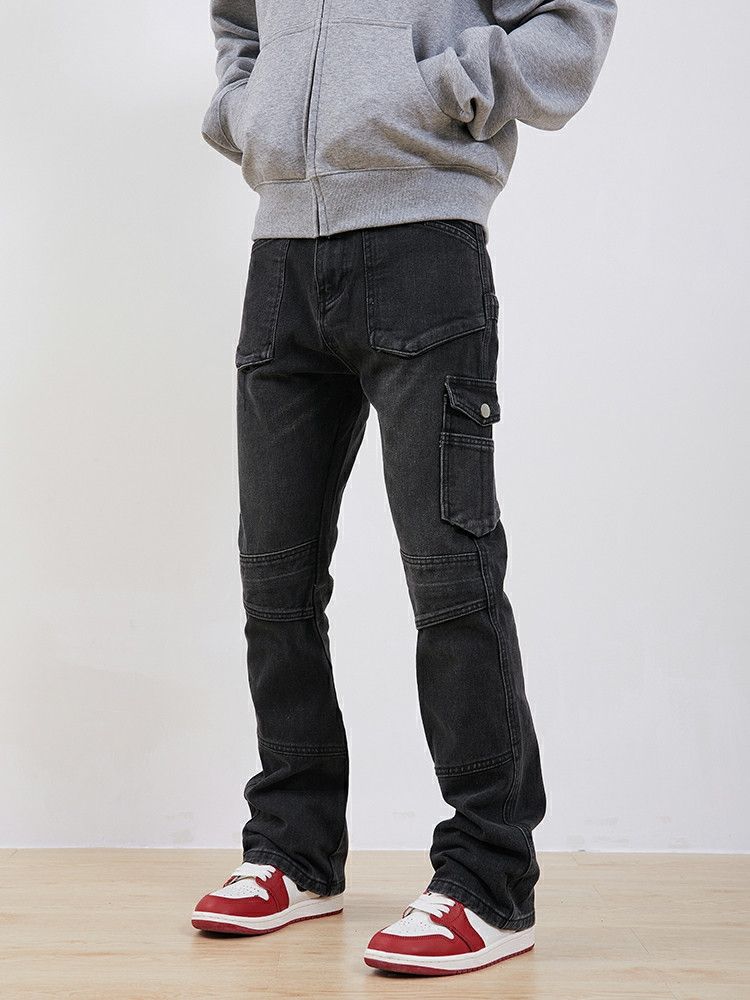 waahed patchwork faded flared punk jeans