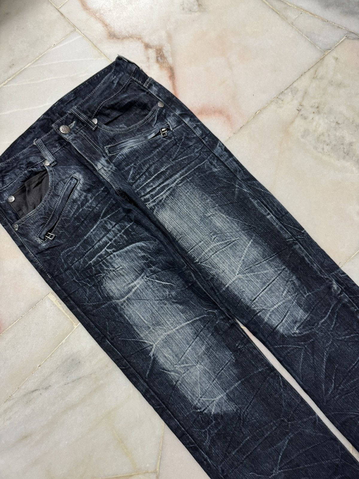 Japanese Brand 💥SICK Faded Jean Double Focus Multipocket Insane Pocket Rare Size US 30 / EU 46 - 6 Thumbnail