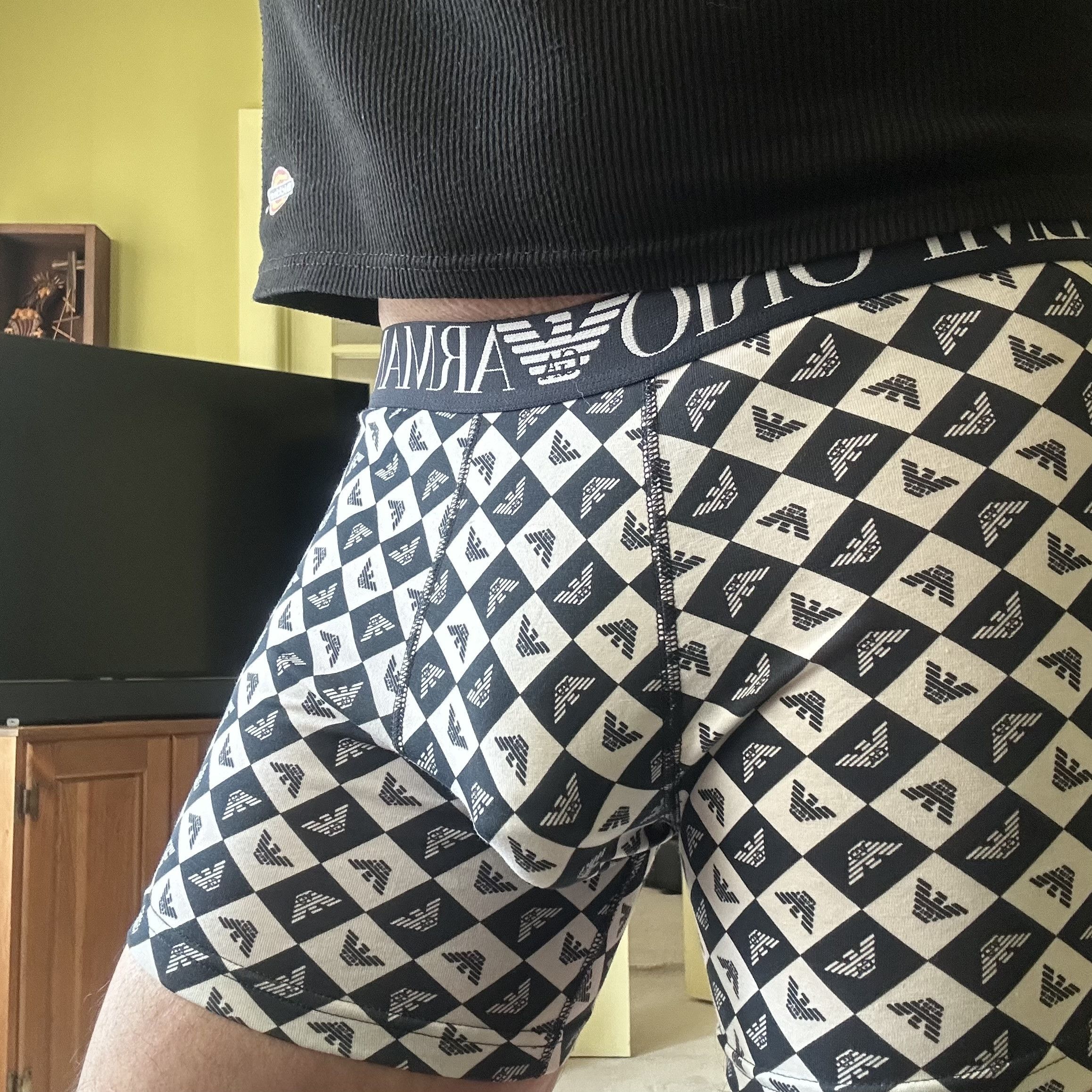 Emporio Armani GA EMPORIO ARMANI All-Over Logo STRETCH COTTON TRUNKS Sz M Size 32 - 8 Thumbnail