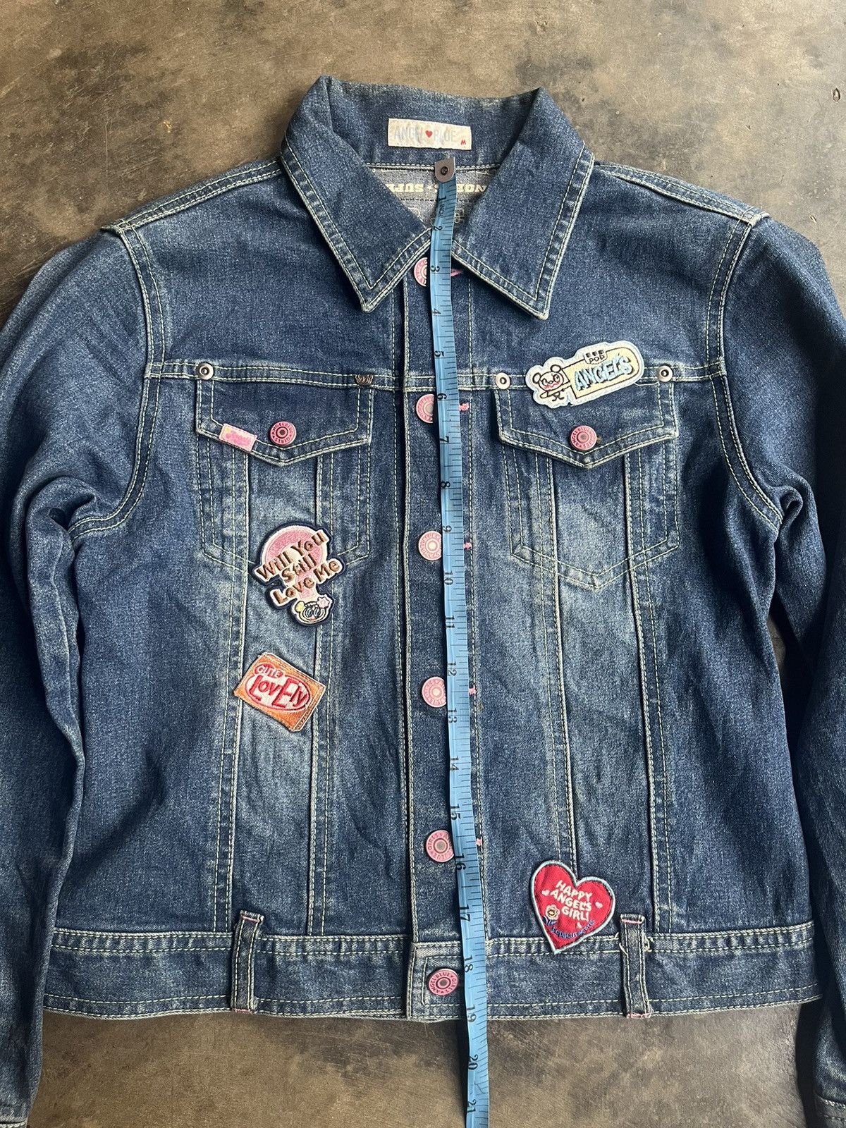 Angel Blue × Hysteric Glamour × Japanese Brand 2000s Angel Blue Japanese Y2k Embroidery Patch Denim Jacket Size M / US 6-8 / IT 42-44 - 13 Thumbnail