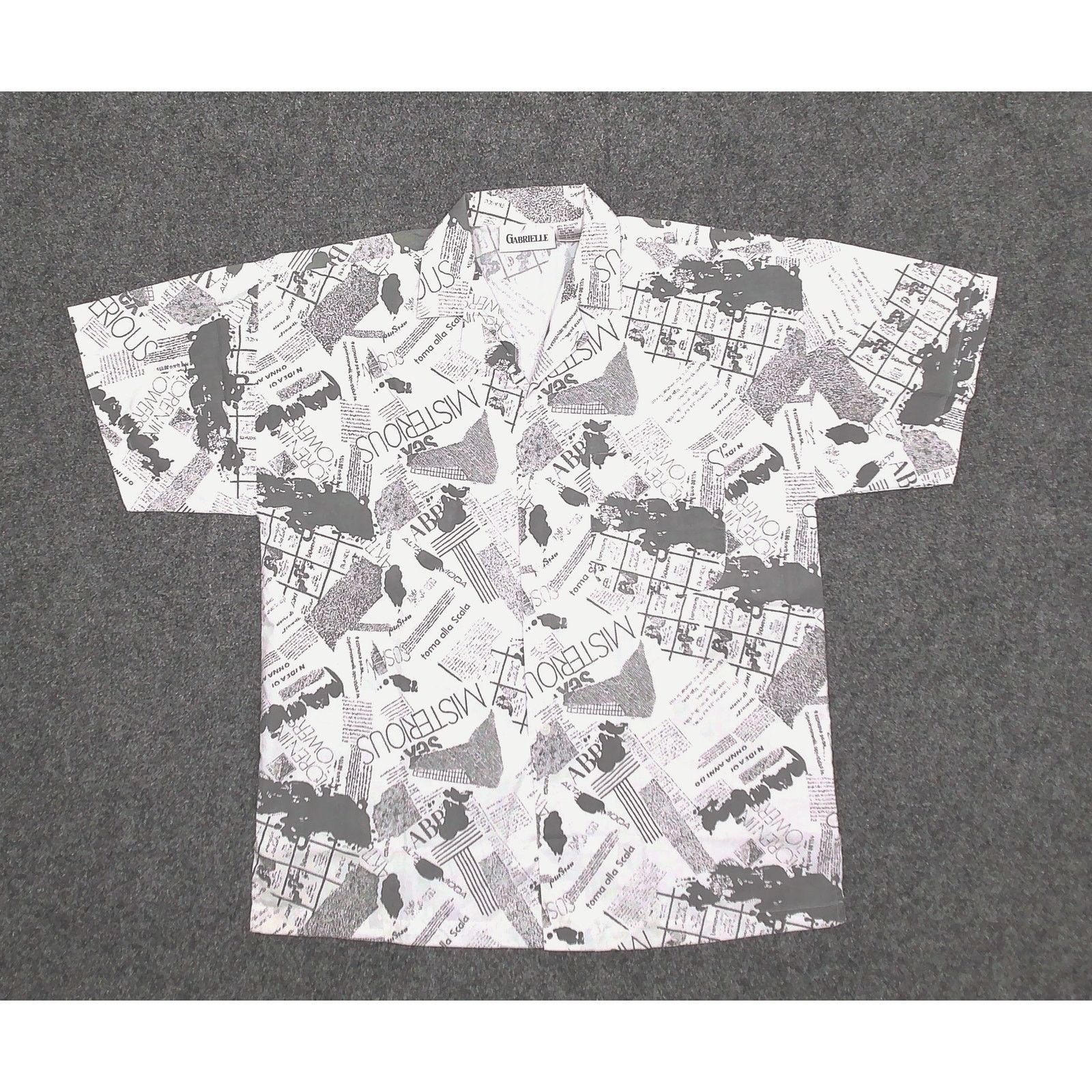 Gabrielle Y2K Baggy Newspaper Print Camp Shirt XL Size US XL / EU 56 / 4 - 3 Thumbnail