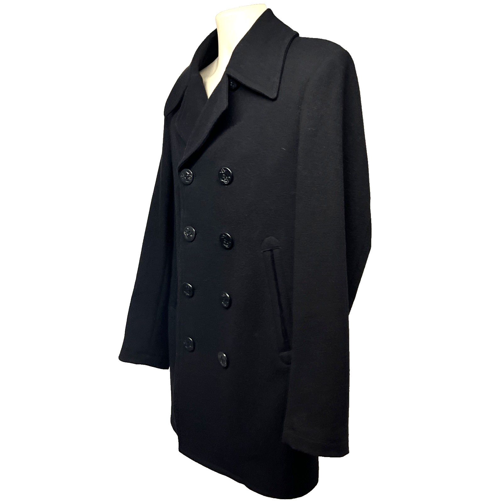 Brooks Brothers Brooks Brothers Black Wool Button Up Peacoat Medium Pockets Size US M / EU 48-50 / 2 - 4 Thumbnail
