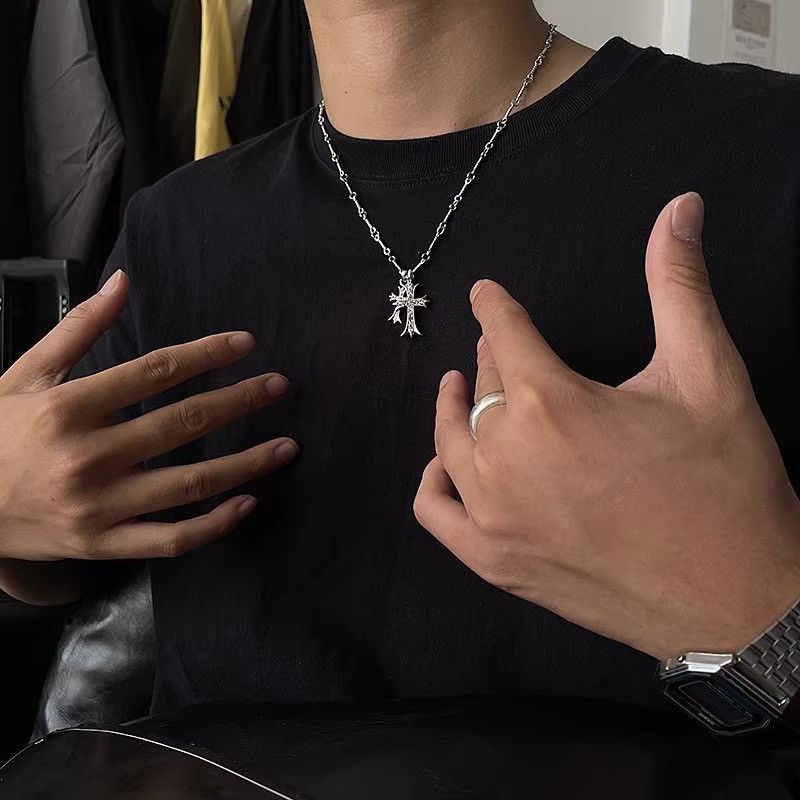 Other CZ Double Cross Pendant Necklace for Men Women Hip Hop Style Size ONE SIZE - 5 Thumbnail