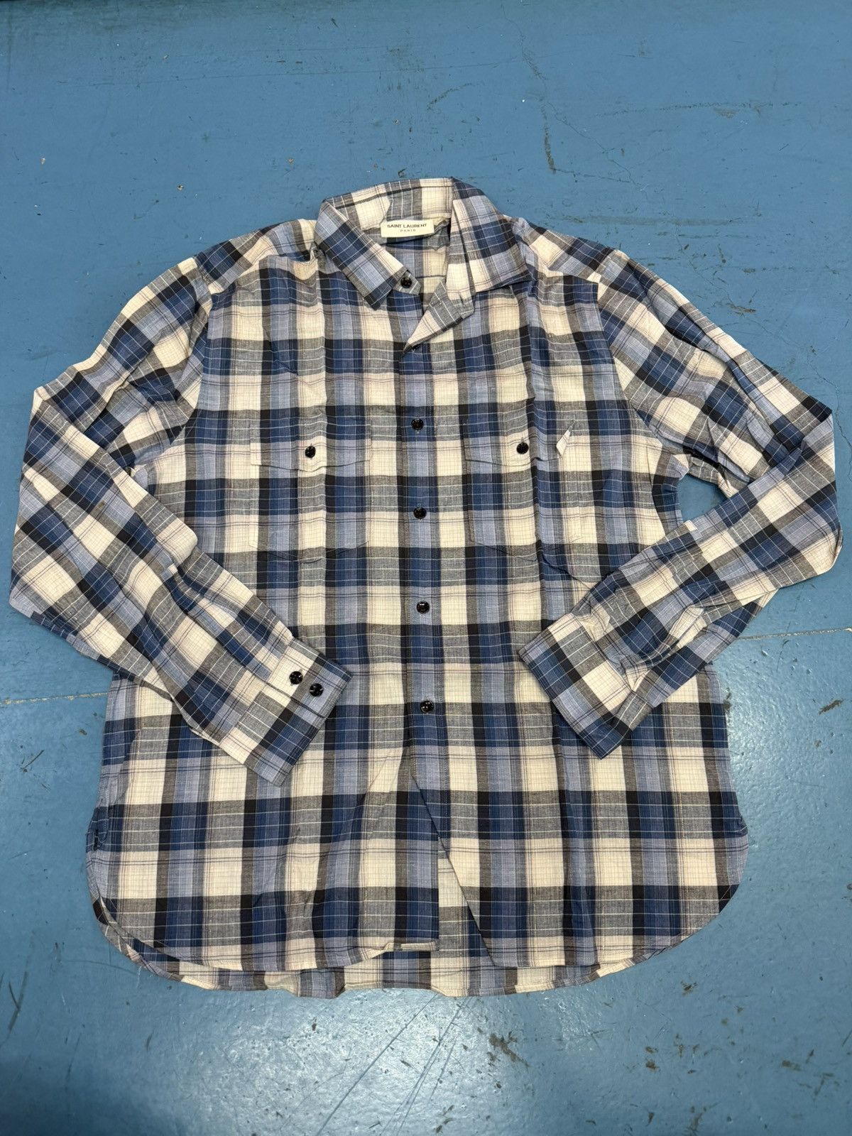 Saint Laurent Paris SAINT LAURENT FW14 BLUE CHECKERED SHIRT Size US L / EU 52-54 / 3 - 1 Thumbnail